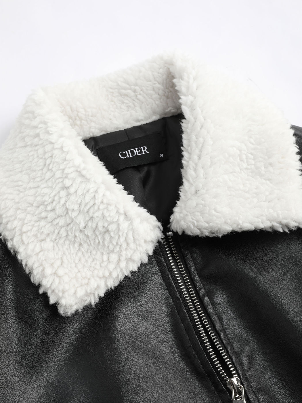 PU-Kragen Langärmlige Crop Jacke