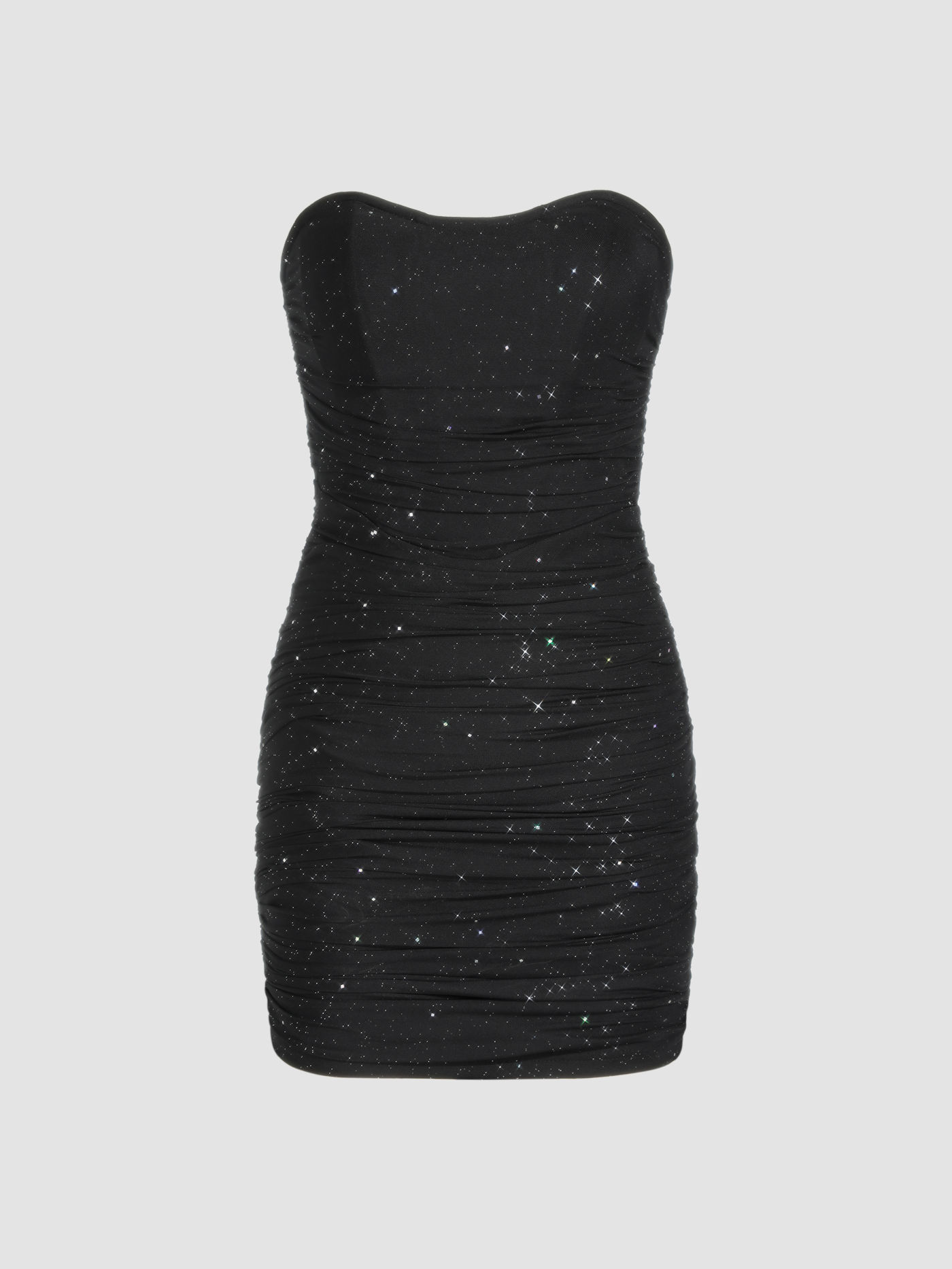 Robe mini sans bretelles en maille pailletée