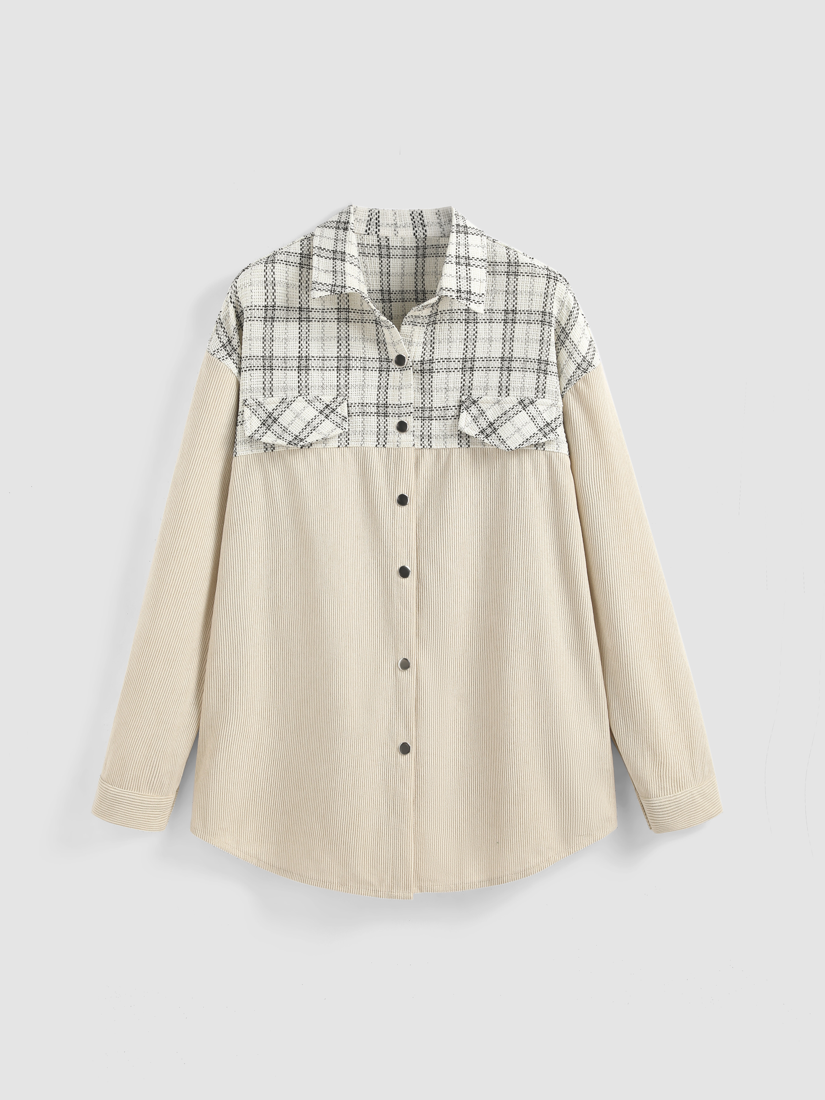 Patchy Tweed Collar Button Up Jacket Cider