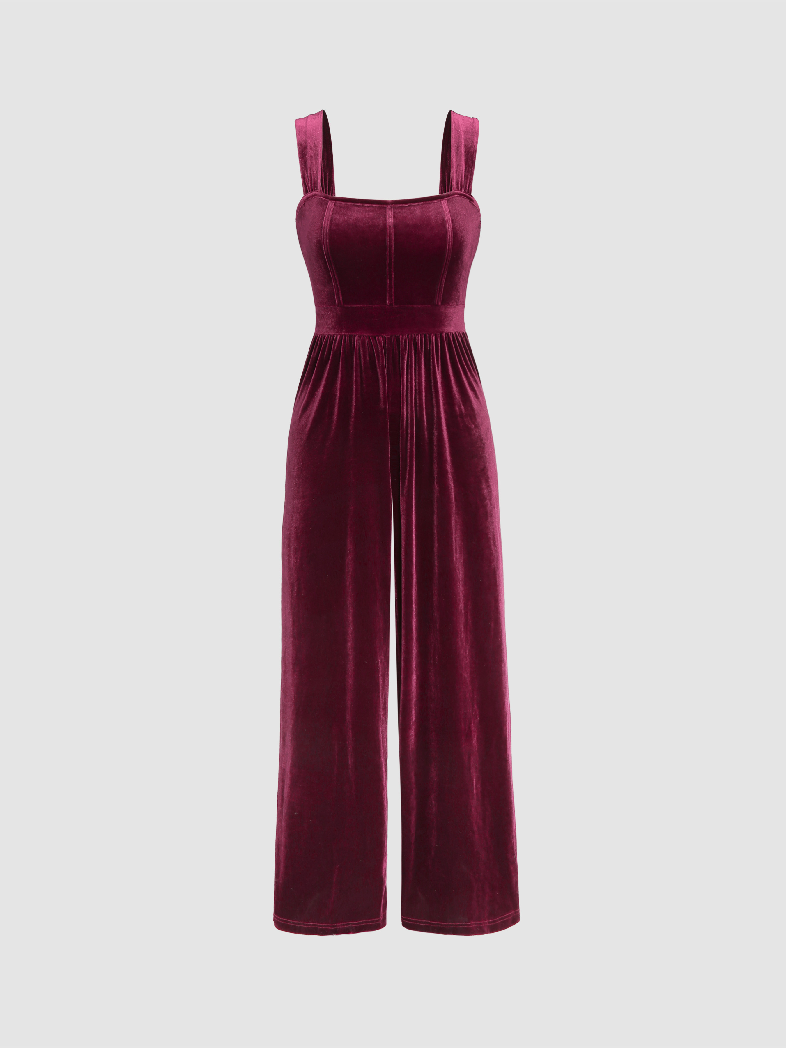 Velvet Velvet Solid Zip Up Wide Leg Jumpsuit For Vacation Holiday