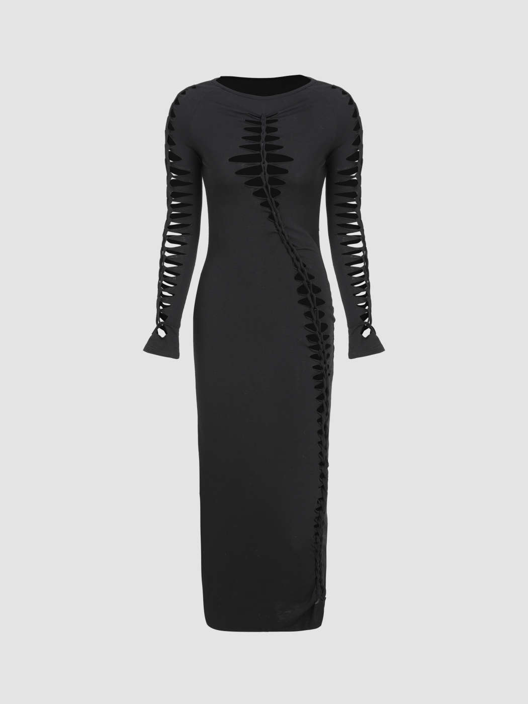 Black Jersey Cut Out Midi Dress