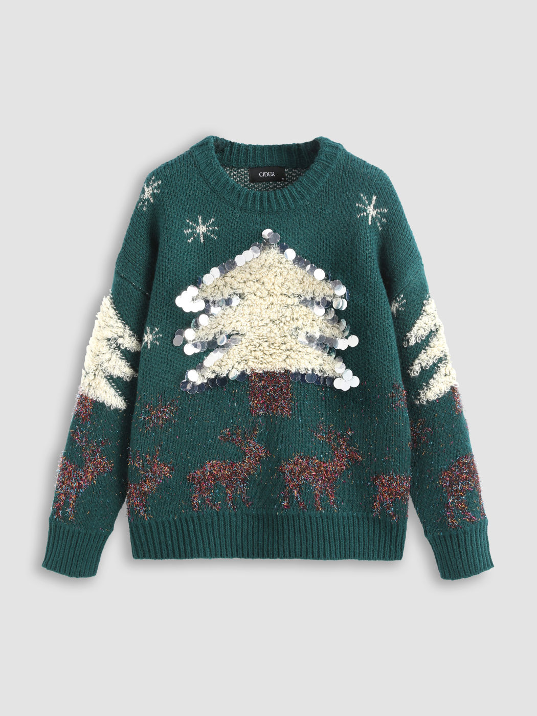 Weihnachtsbaum Rentier Pailletten Pullover