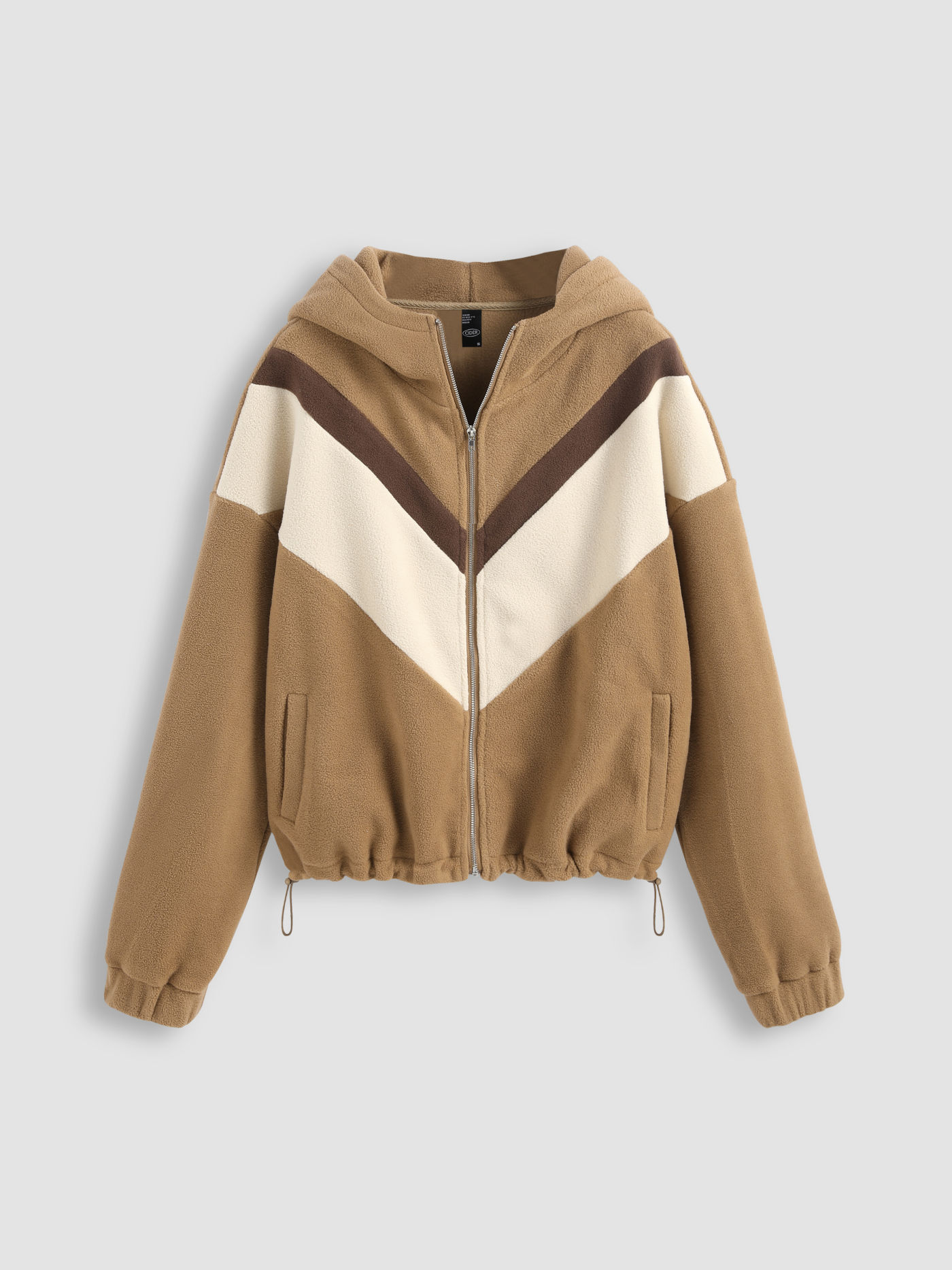 Kapuzenpullover mit kontrastierendem Kordelzug und Reißverschluss aus Fleece