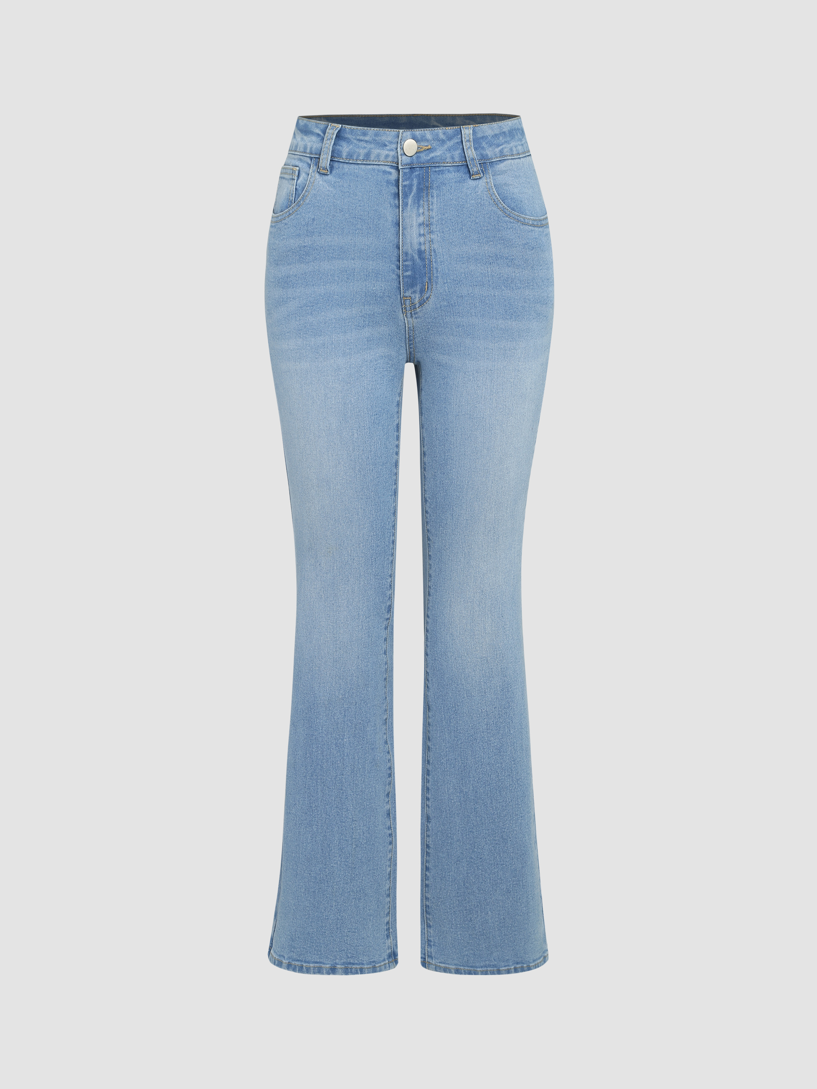 Cut Out Chain Detail Mid Waist Flared Jeans - Cider