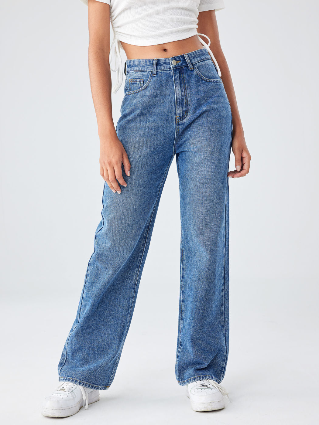 Denim Solid Straight Leg Jeans Cider