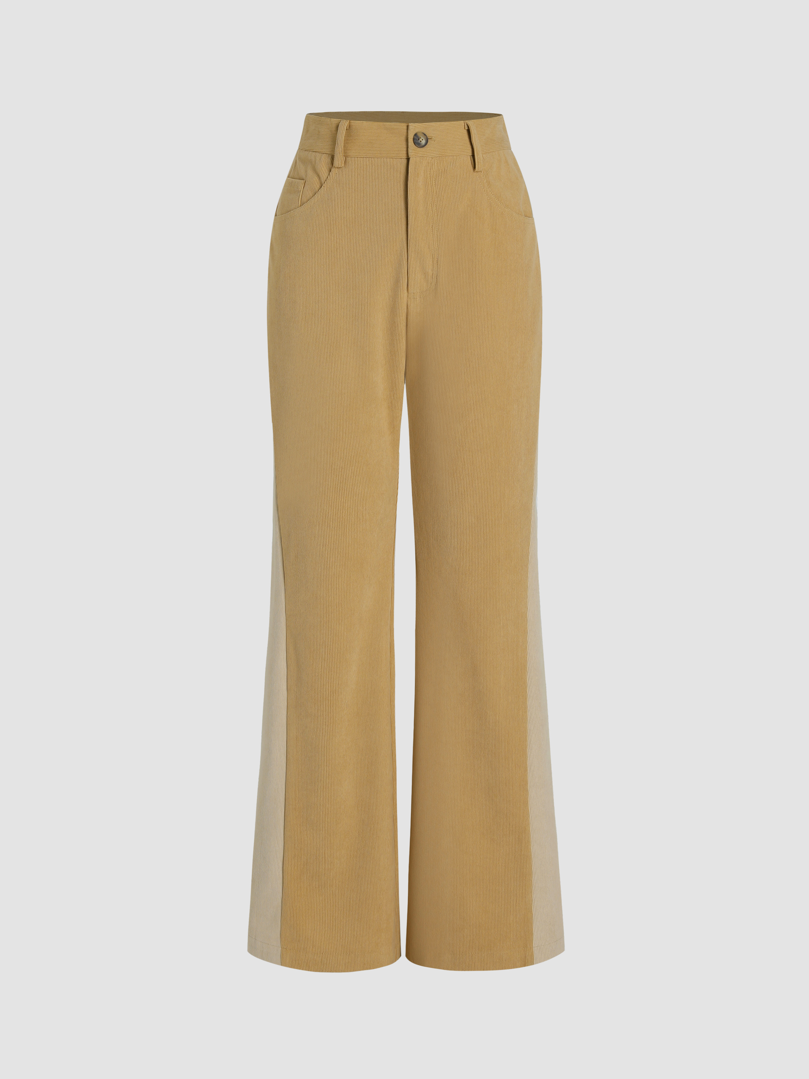 Corduroy High Waist Flared Trousers - Cider