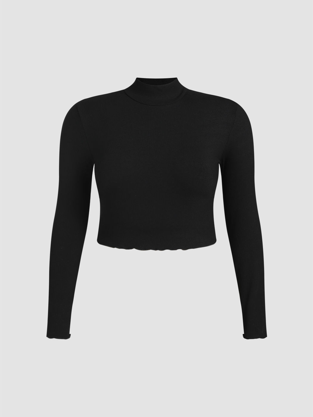 Solid Langarm-Crop-Top Kurve & Plus