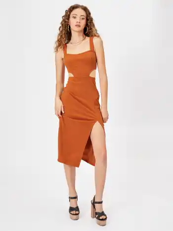 Solid Cut Out Midi Dress