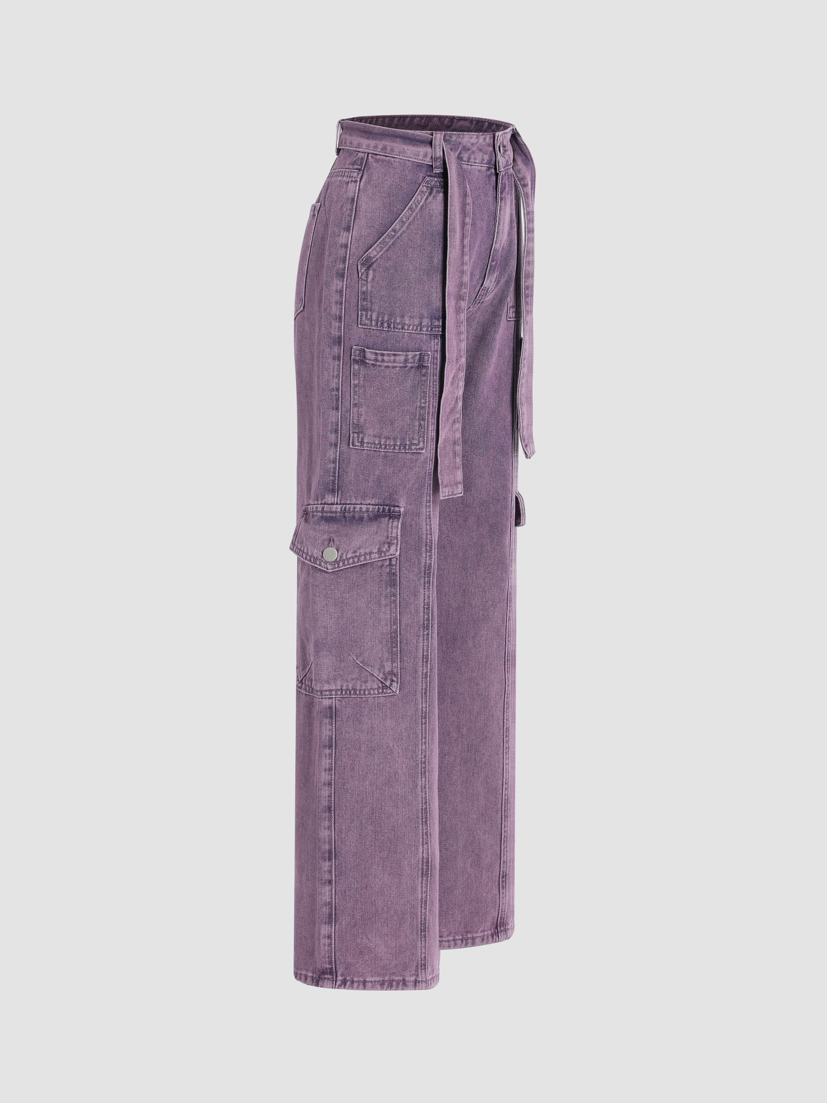 Faded Lilac Baggy Cargo Pants For School Gym/Sports Work