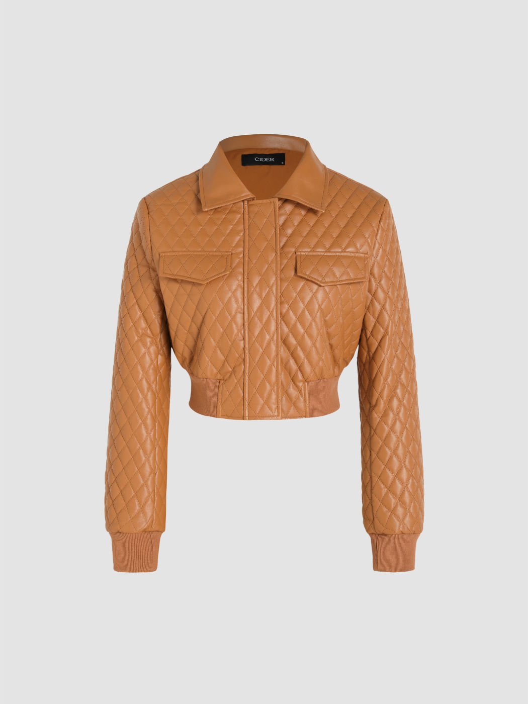 Diamond Stitch Faux Leather Jacket