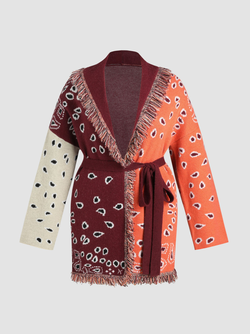 Cardigan lavorato a maglia  con frange irregolari Curvy