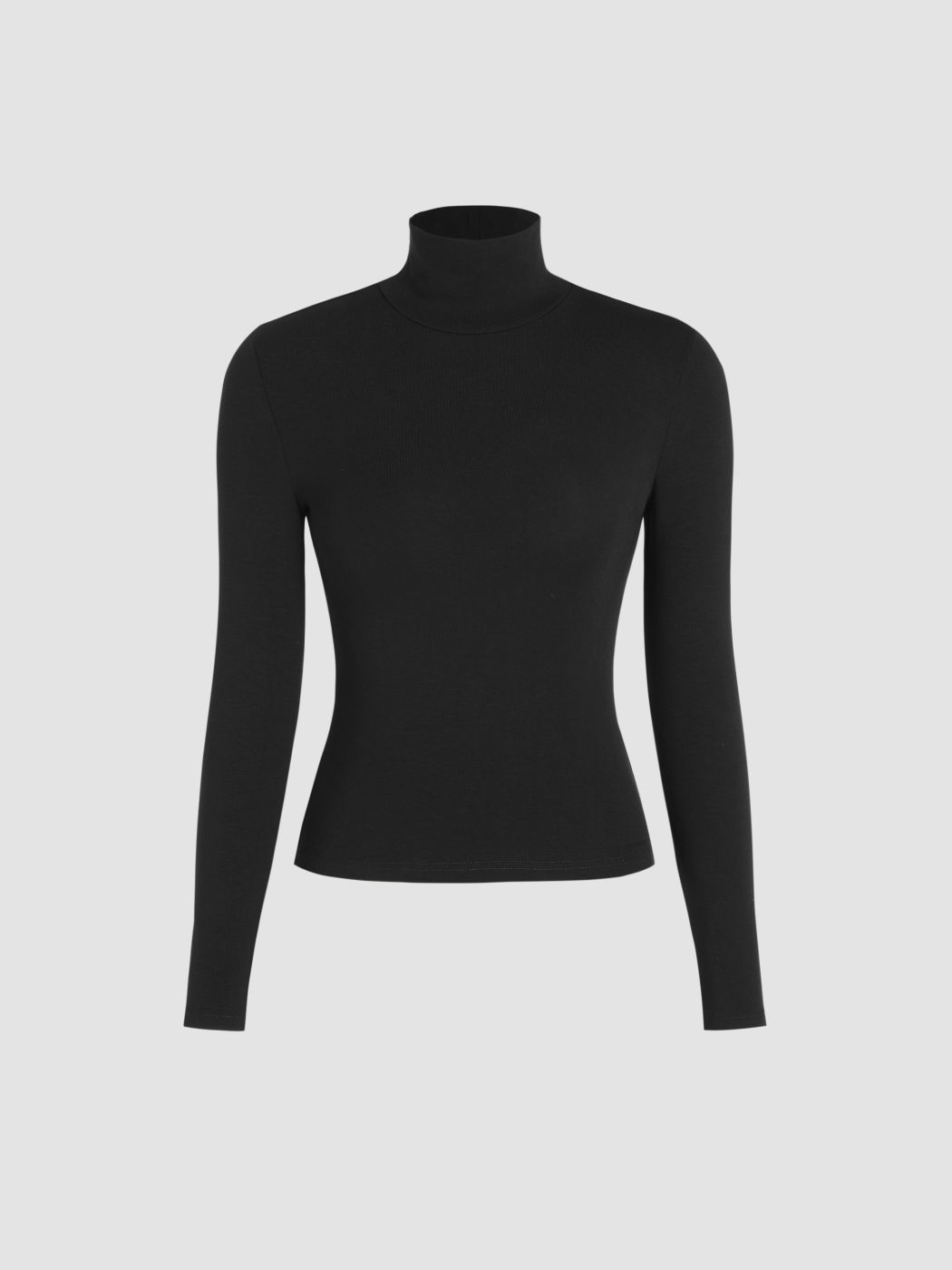 Solid High Neck Jersey Langarm-Oberteil