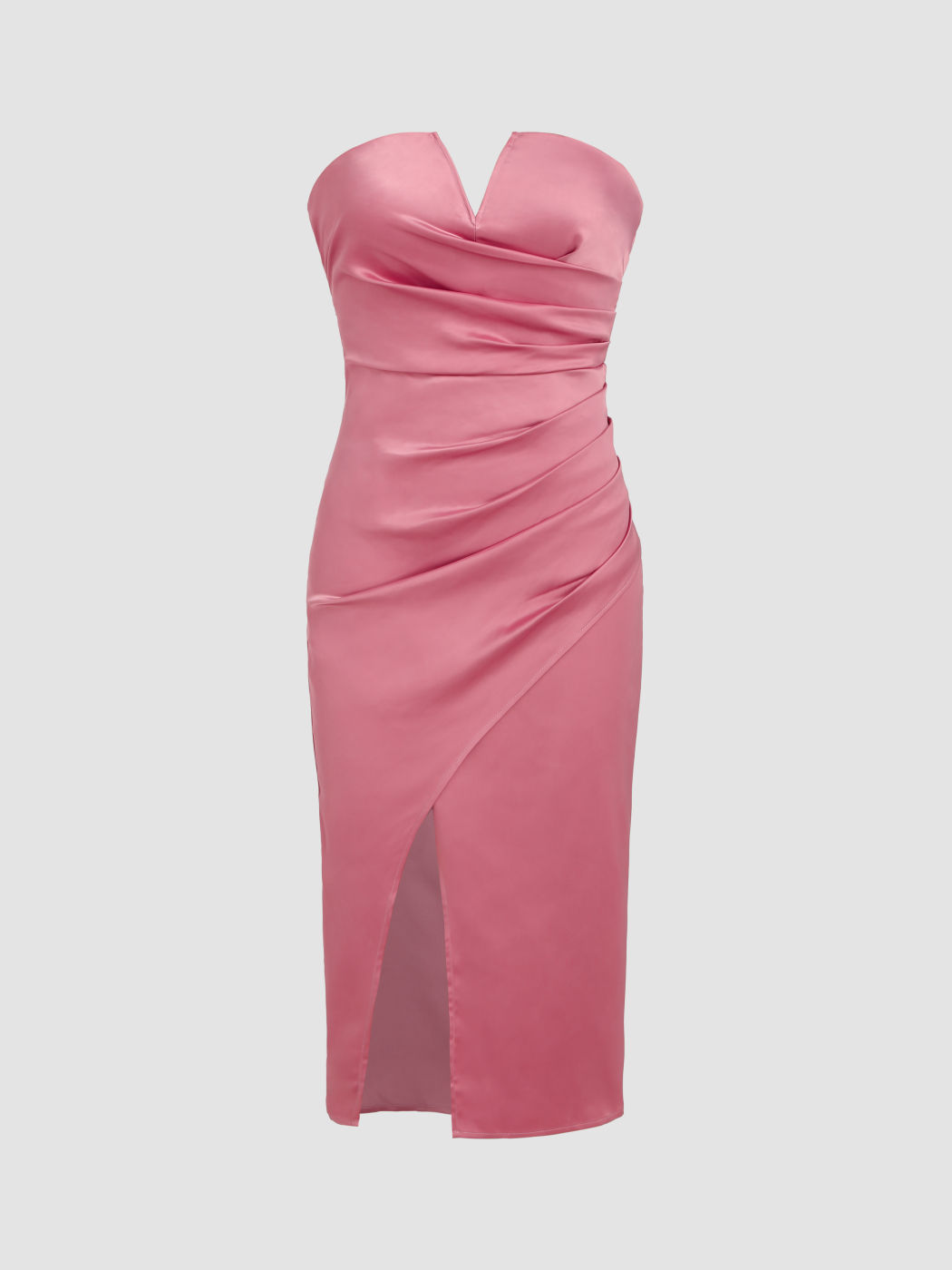 Rosa Blütenblatt trägerloses Maxikleid