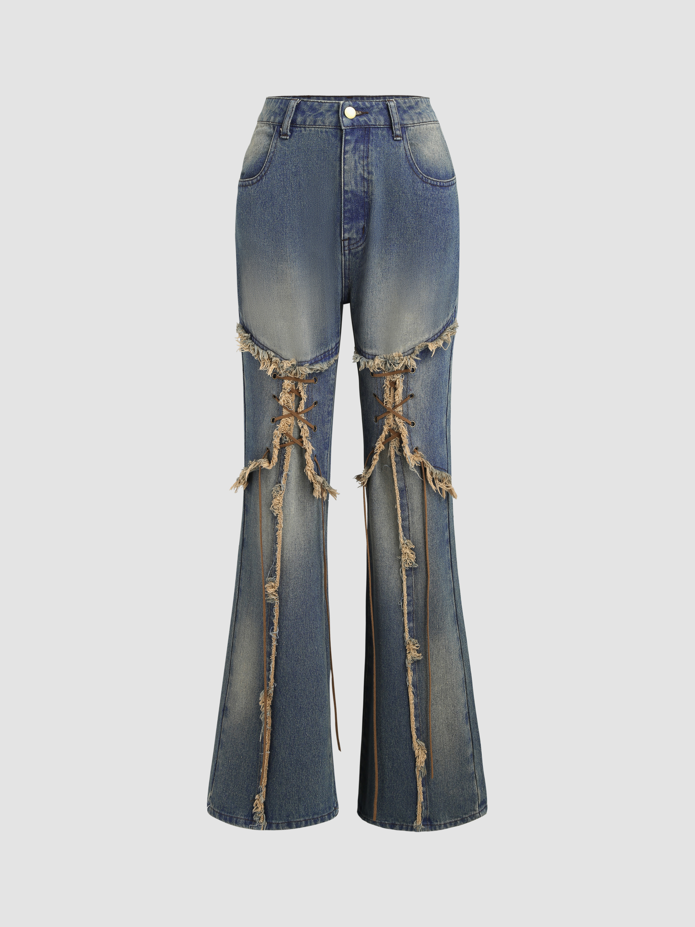 Denim Jeans w/Lace Bottom | Maurice Devoul