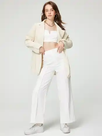 Solid Stitch Straight Leg Trousers
