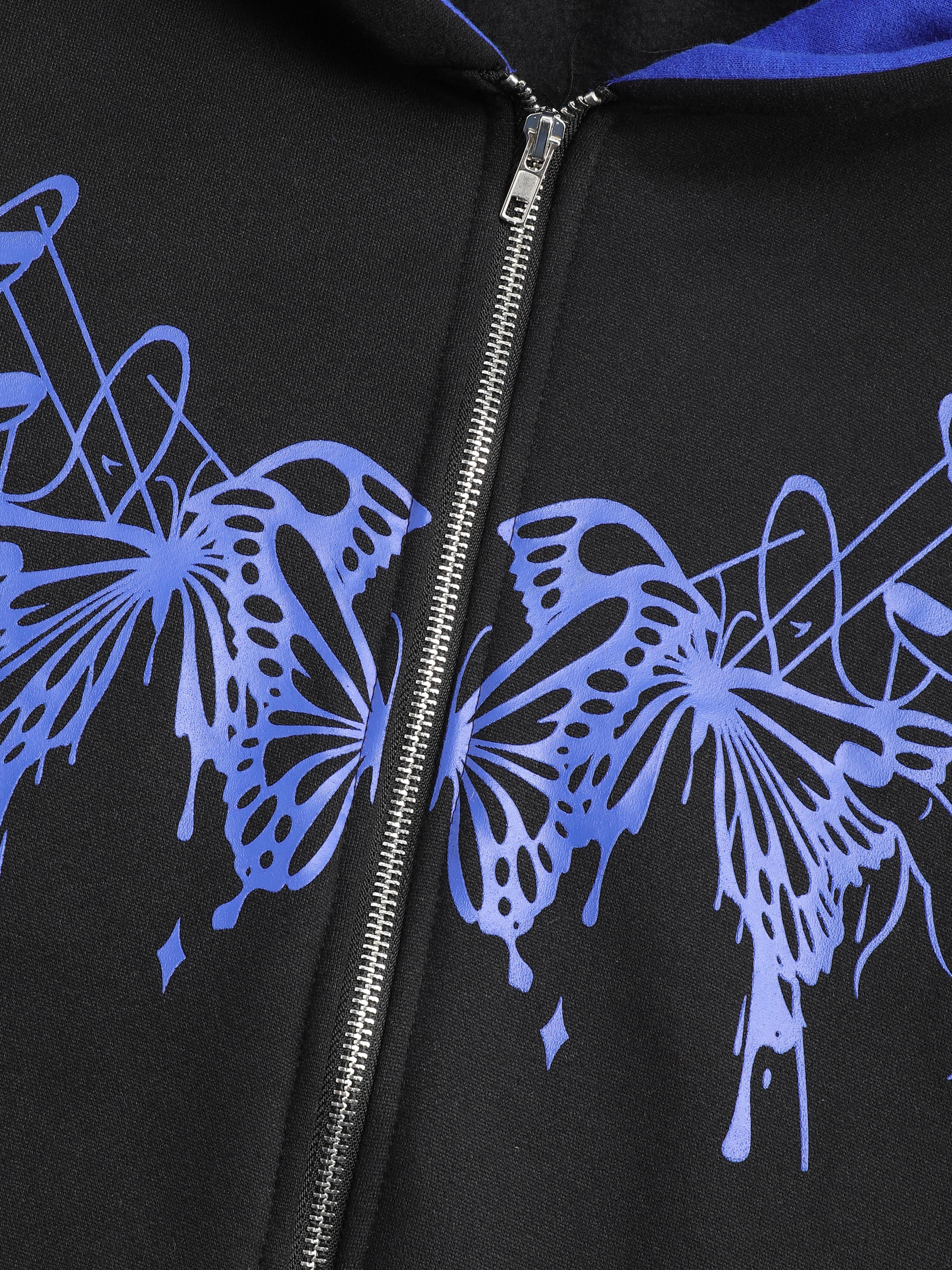 Terry Terry Graphic Zip Up Hoodie For Daily Casual School