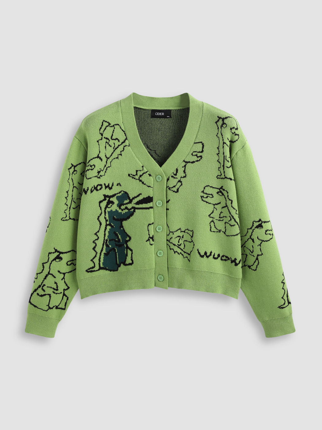 Strickjacke mit Dinosauriermuster Kurve & Plus