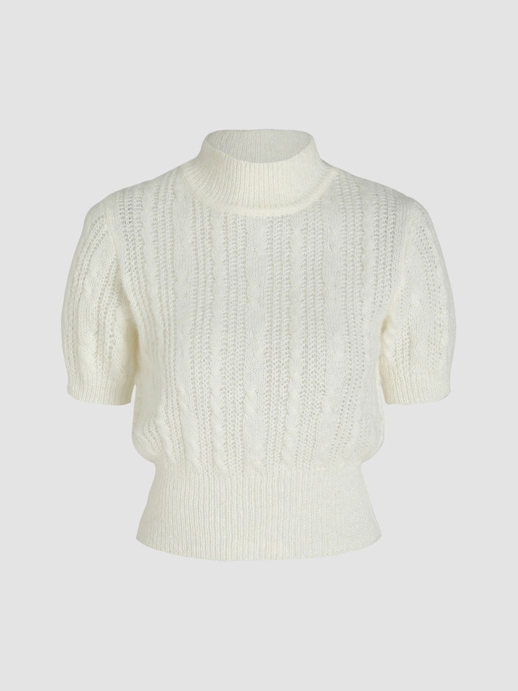 Wool-blend Texture High Neck Sweater