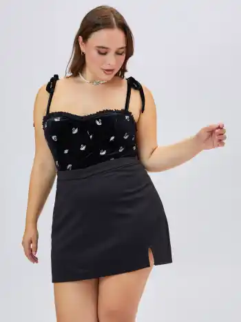 Solid Slit Classic Skort Curve & Plus