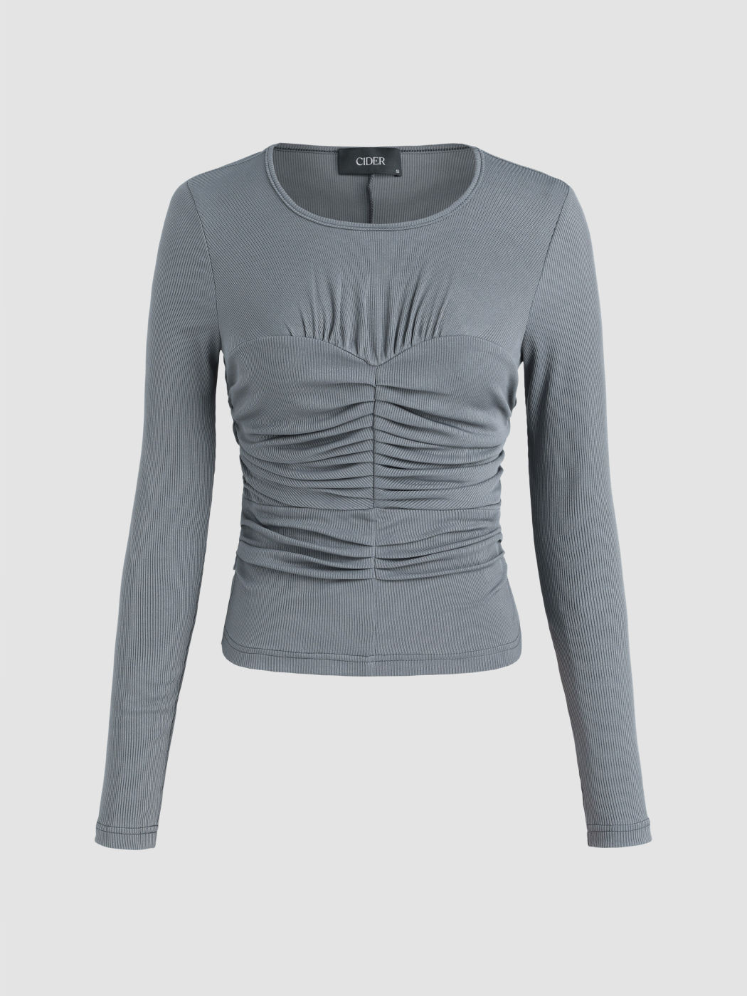 Solid Ruched Long Sleeve Tee