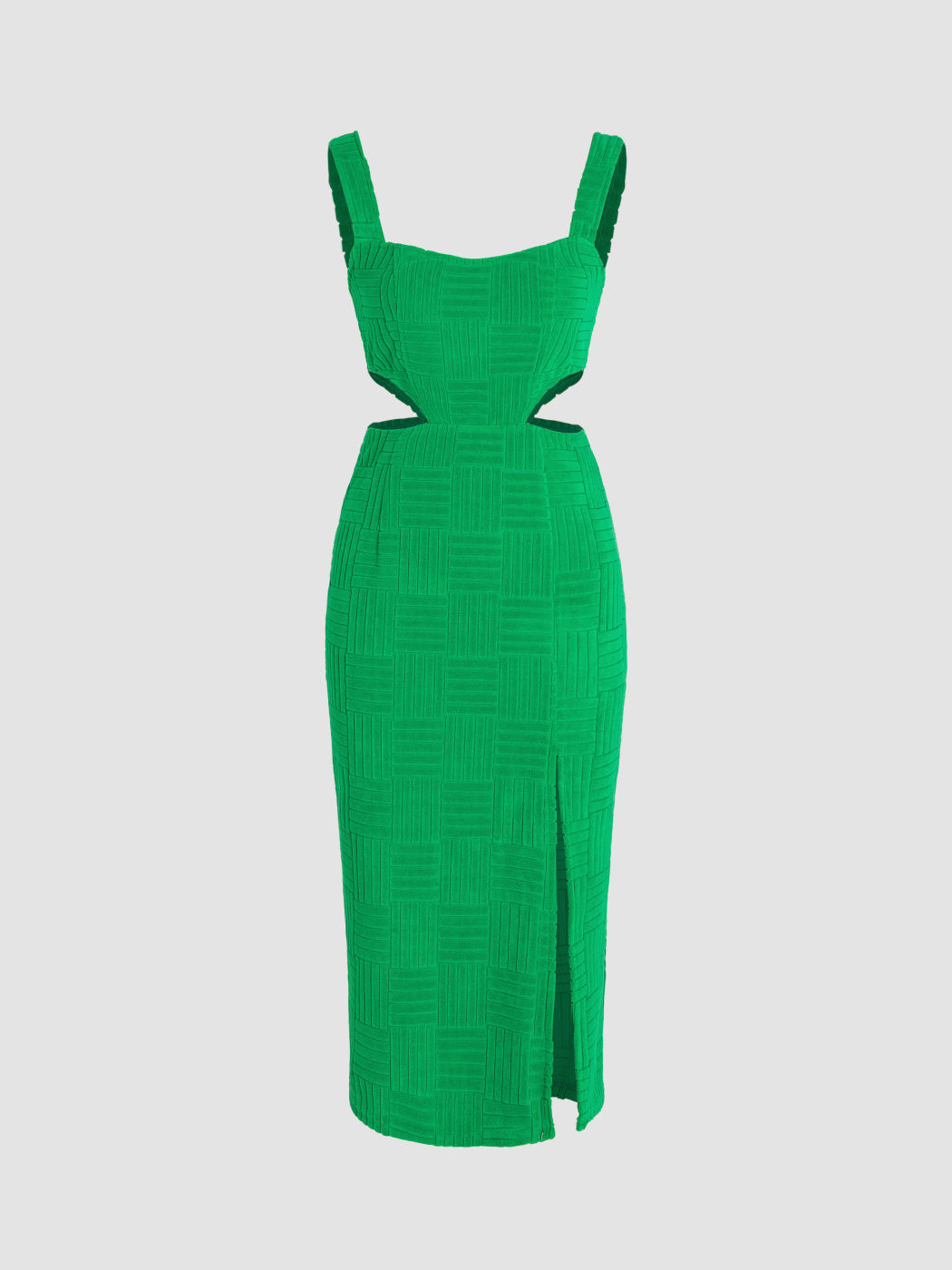 Solid Cut Out Split Geometric Midi Dress