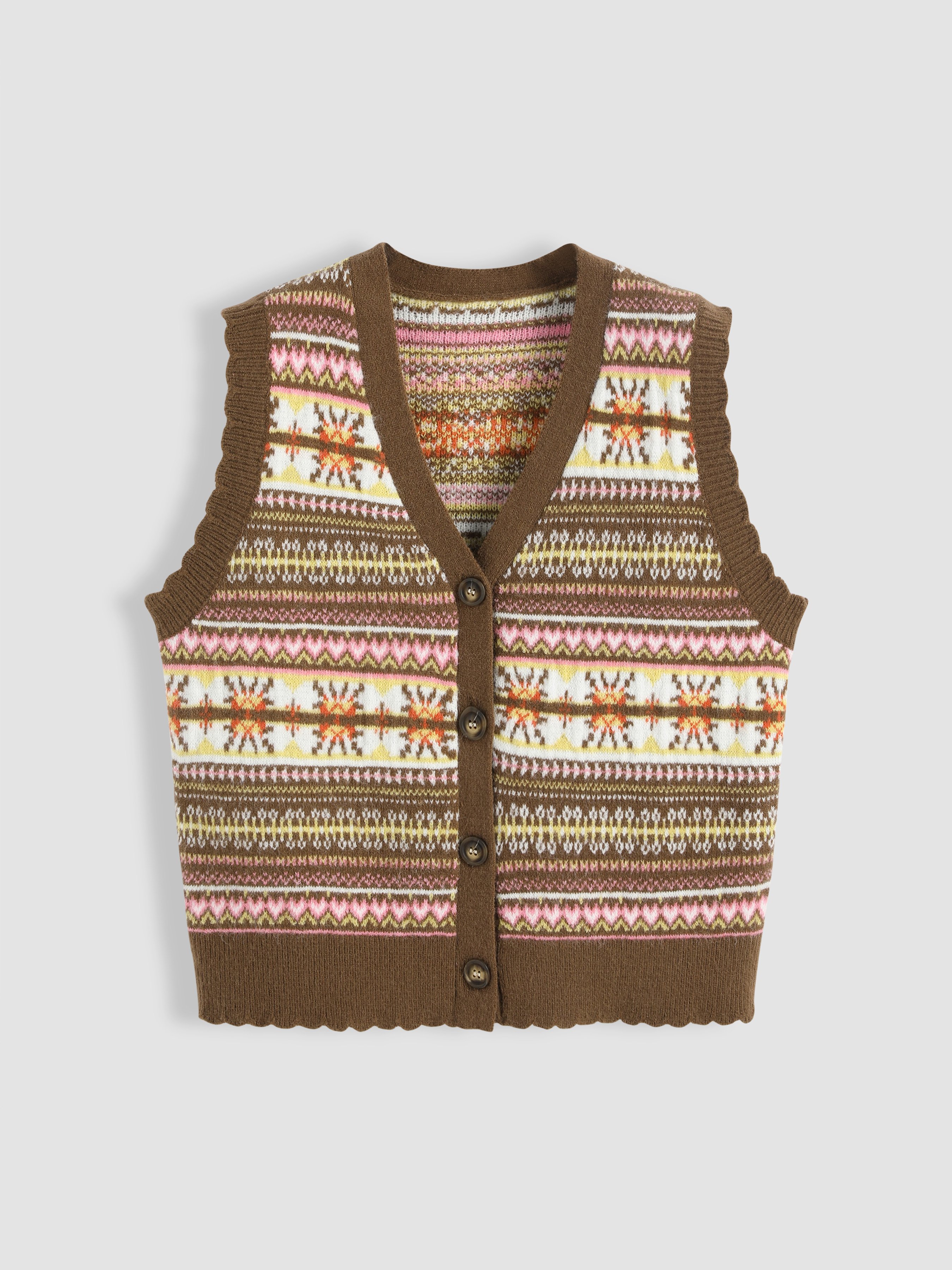 V-Neck Button Detail Vest
