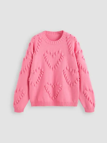 Heart Pattern Texture Sweater