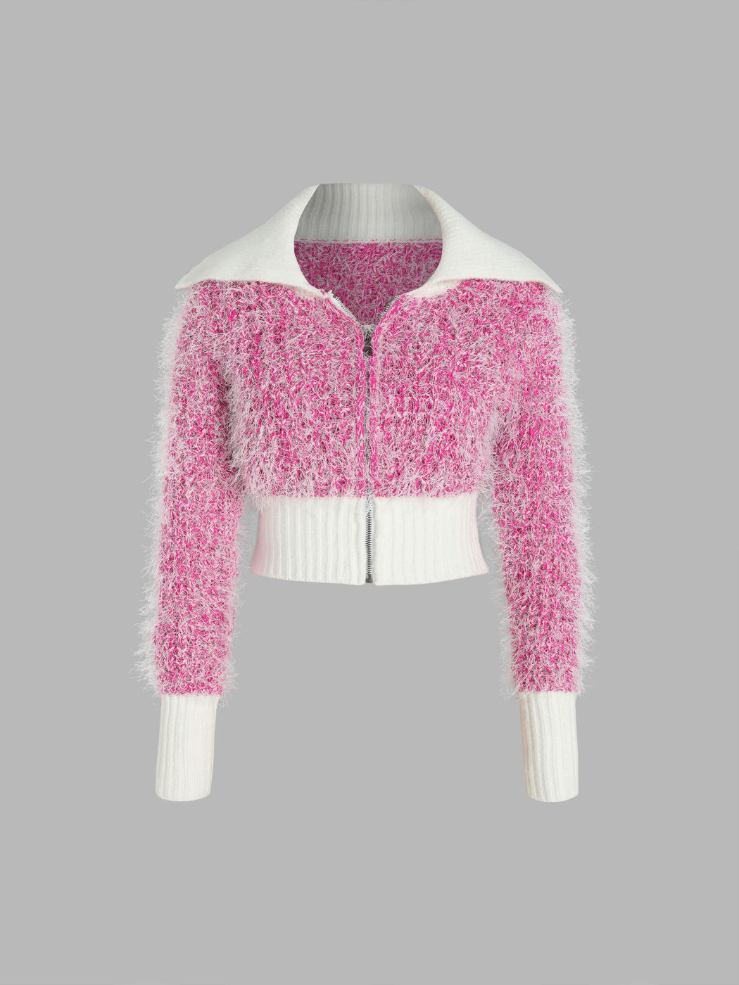 Strickjacke mit flauschigem Kragen