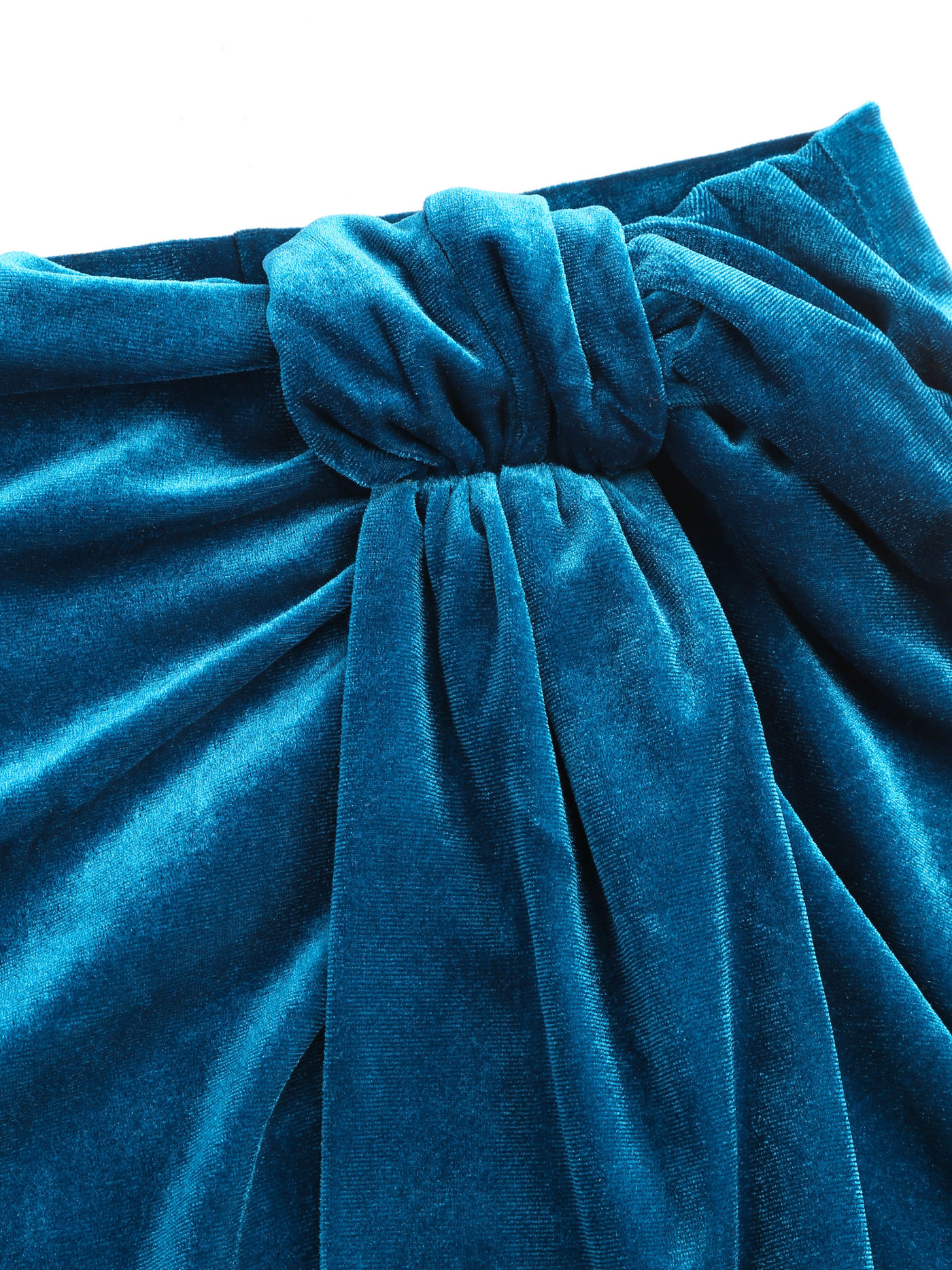 Velvet Solid Ruched Split Maxi Skirt