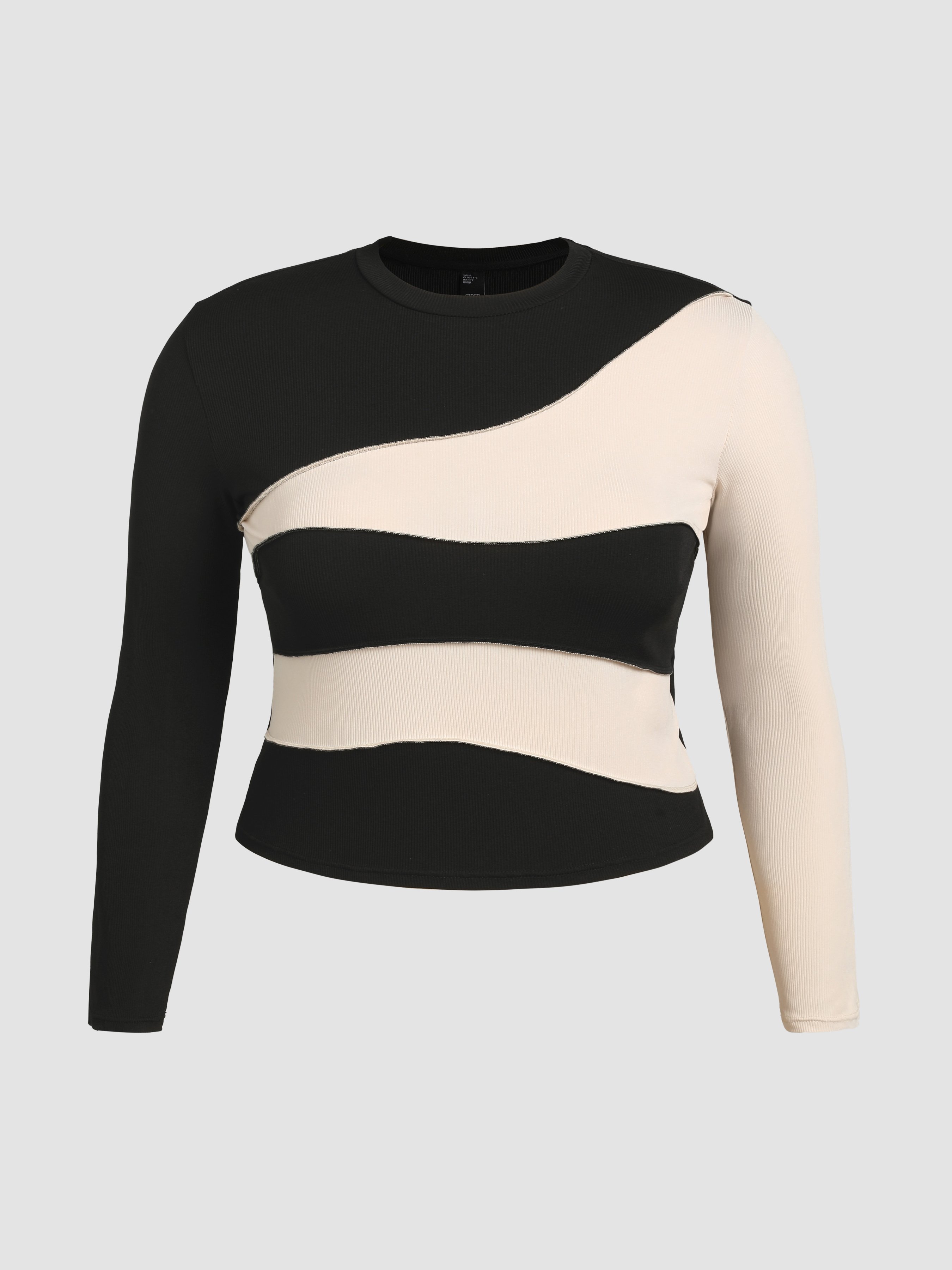 [韓妹必備假兩件] FAUX LAYERED 2-TONE LONG SLEEVE TOP/ 2色