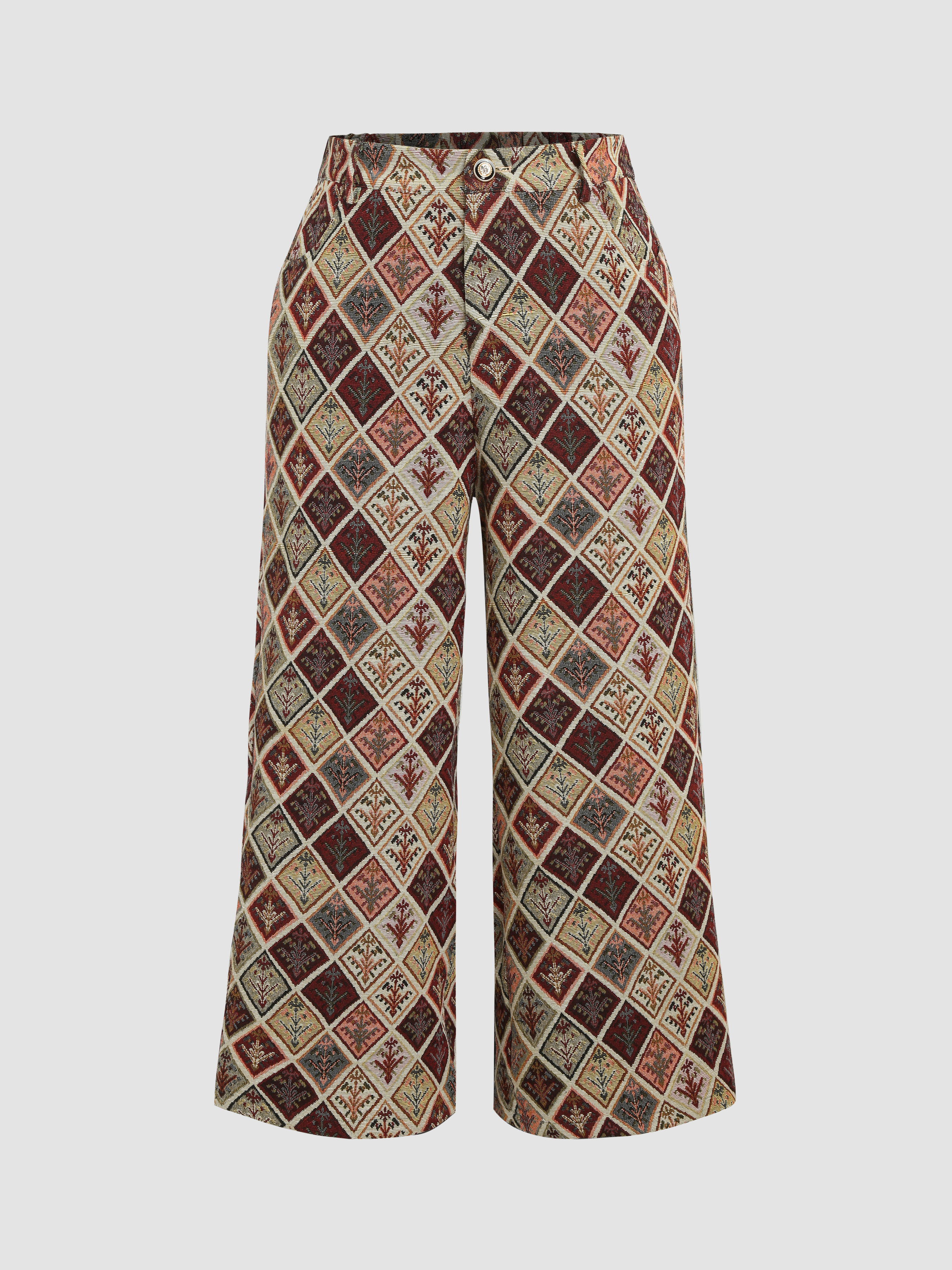 Curve & Plus Jacquard Middle Waist Trousers For School Vacation Work