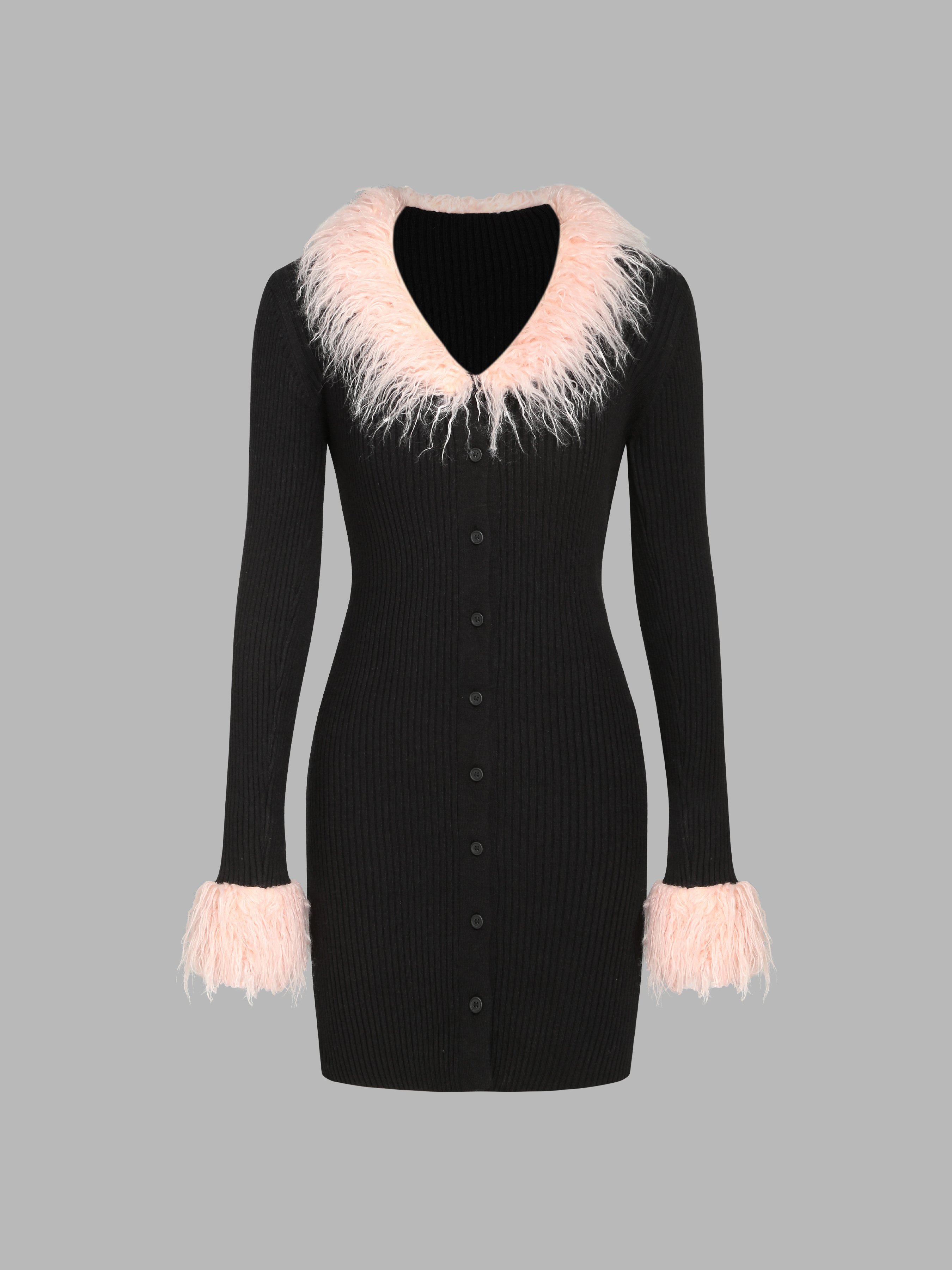 V Neck Waisted Faux Leather Wrap Mini Dress main image 1