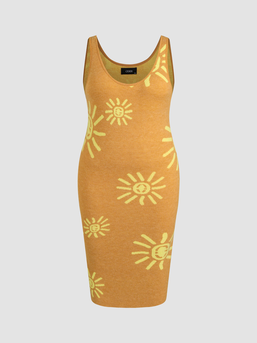 Ärmelloses Strick-Midikleid mit Sonnenmuster Kurve & Plus