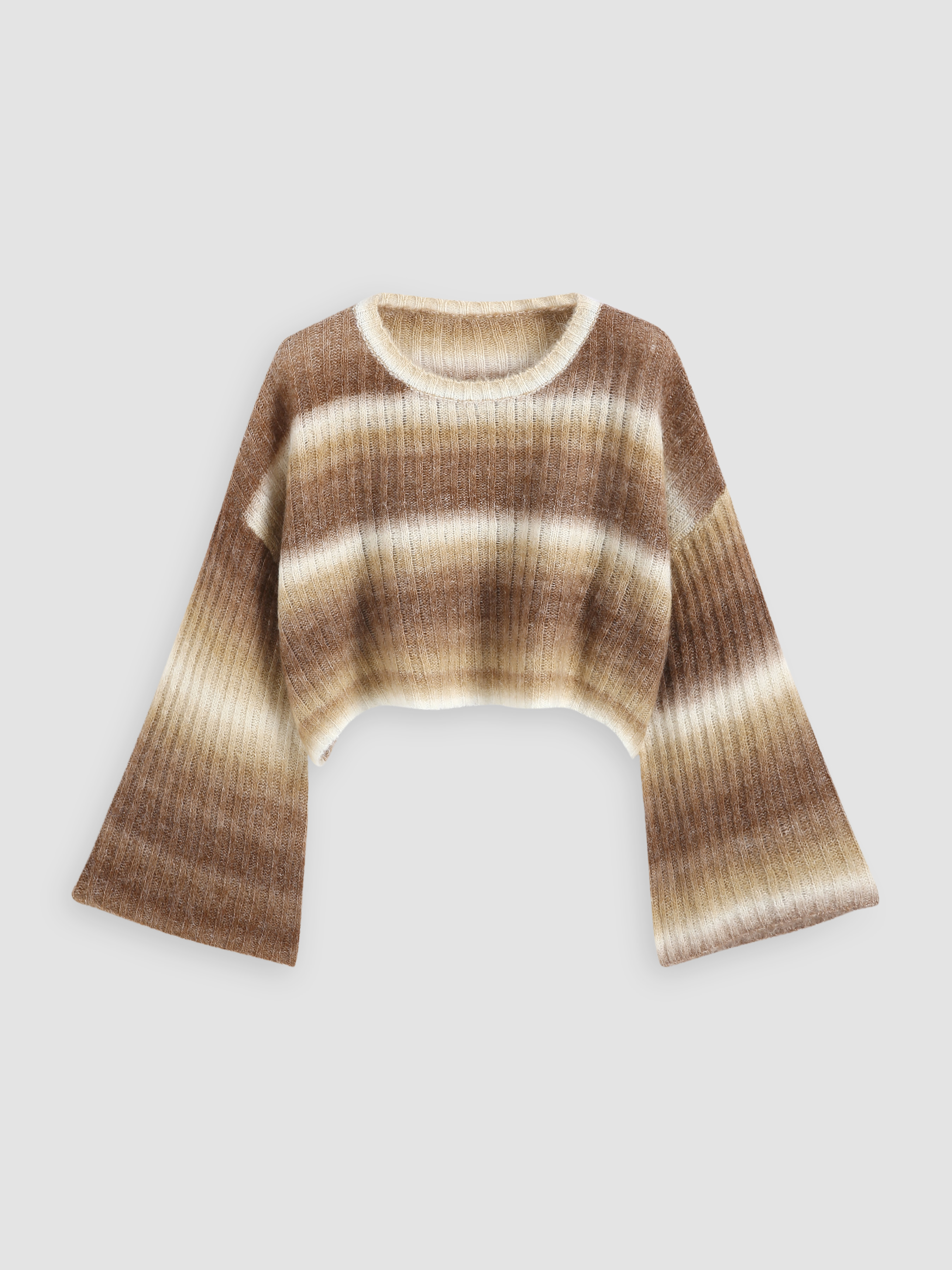 Curve & Plus Gradient Stripe Bell Sleeve Sweater