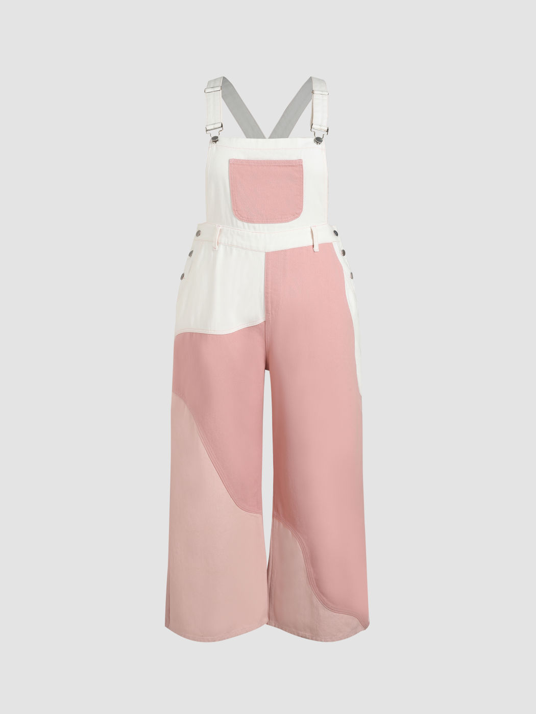  Denim Patchy Latzhose mit weitem Bein und Tasche Kurve & Plus