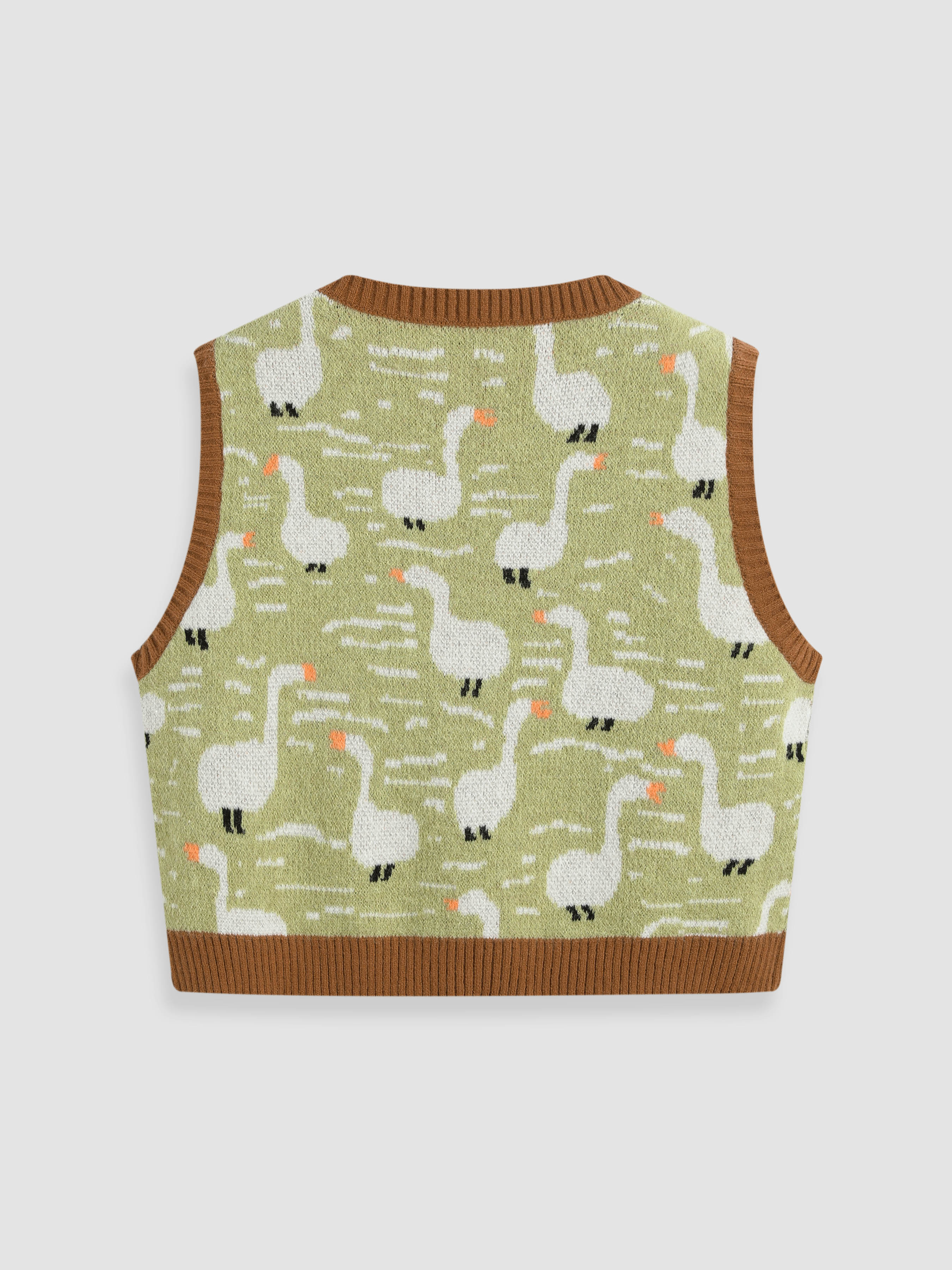 duck pattern contrasting sweater vest