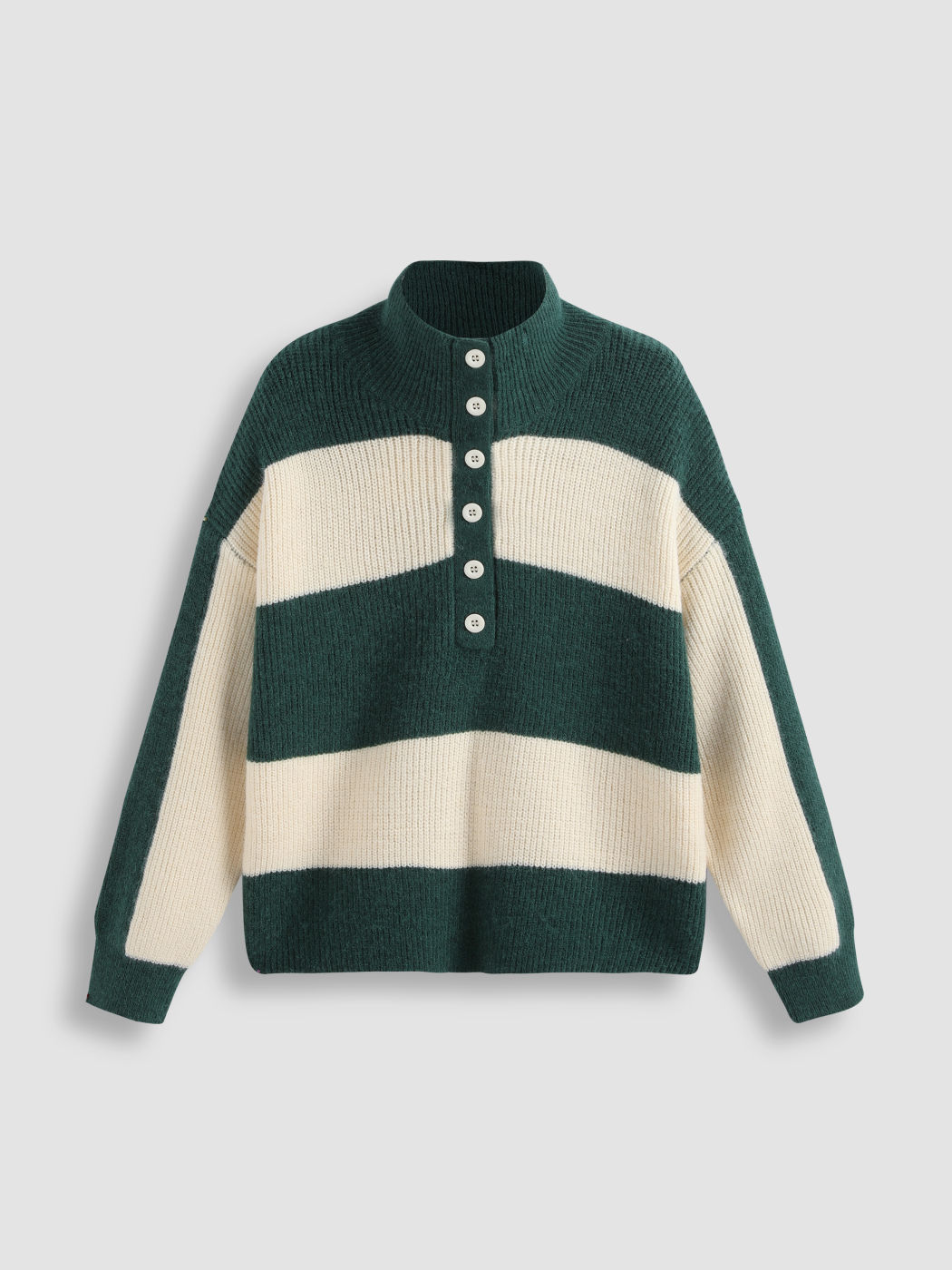 Striped Collar Button Up Knitted Sweater