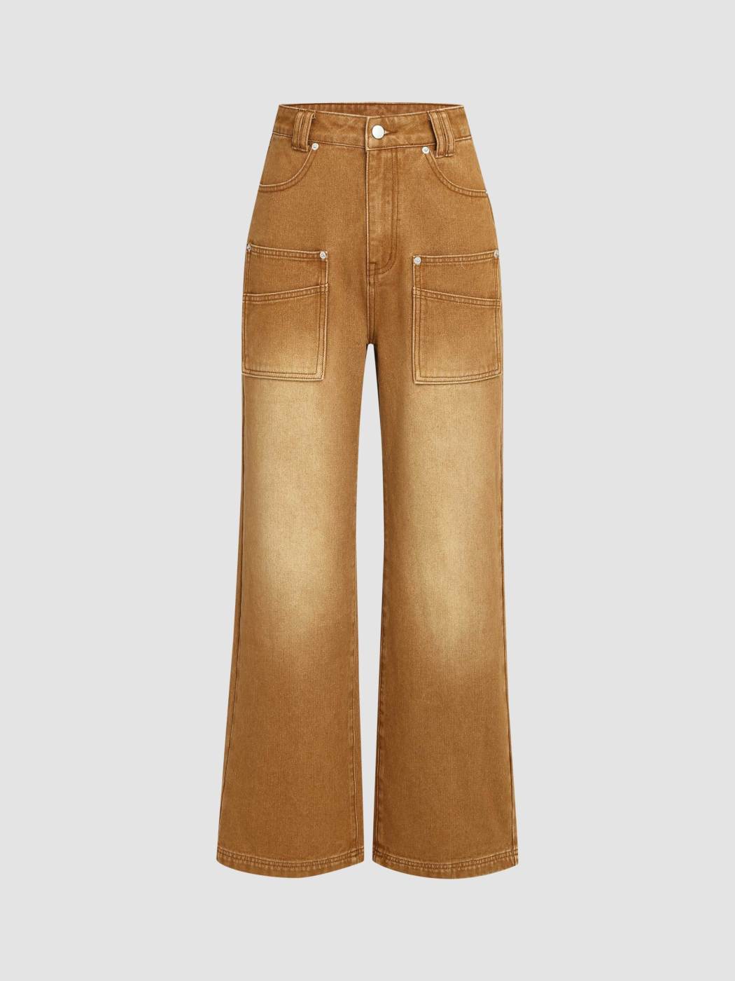 Denim Mid Rise Straight Leg Jeans