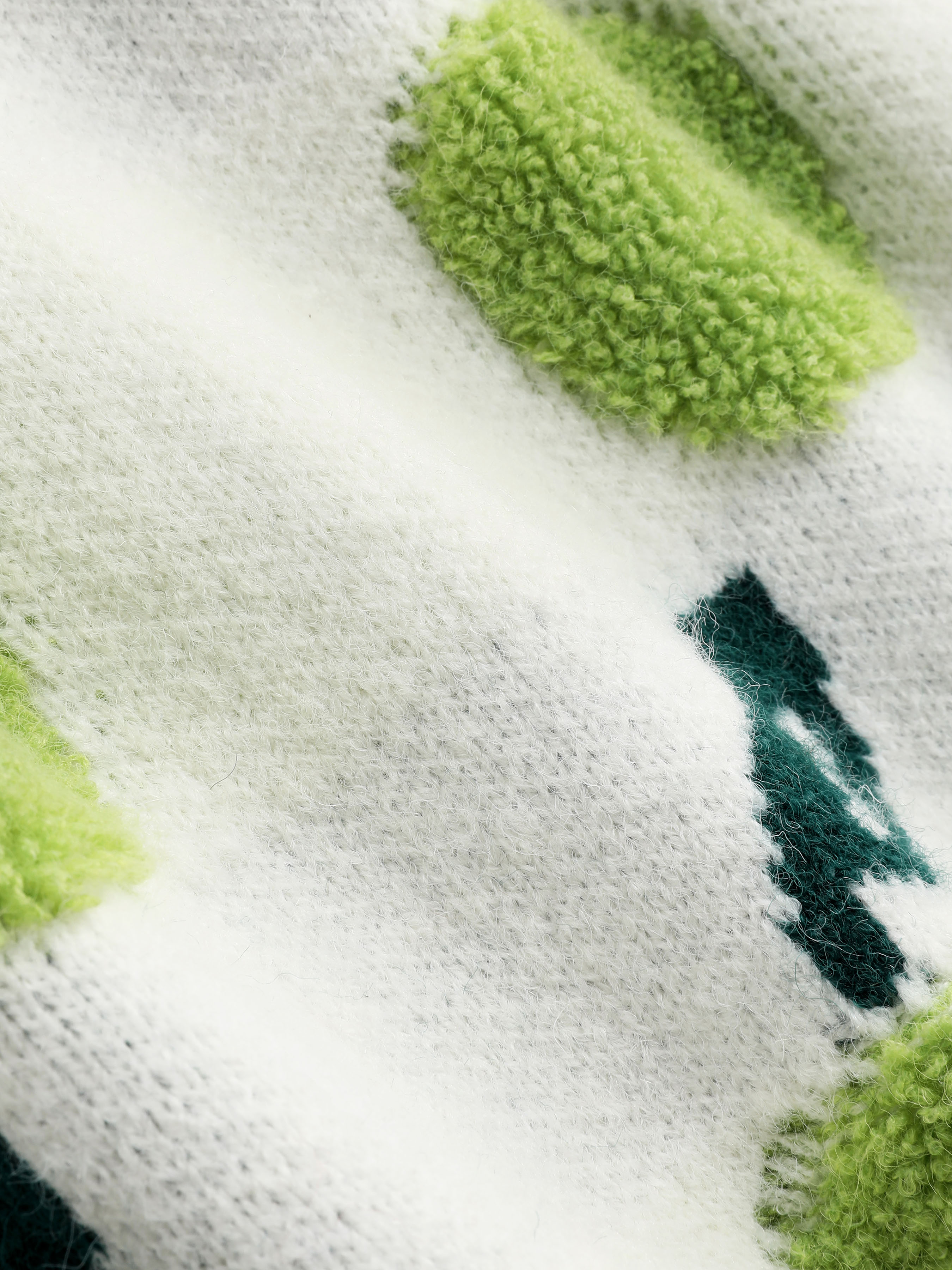 Knit Fabric Green Apple Cozy Patterned Sweater For School