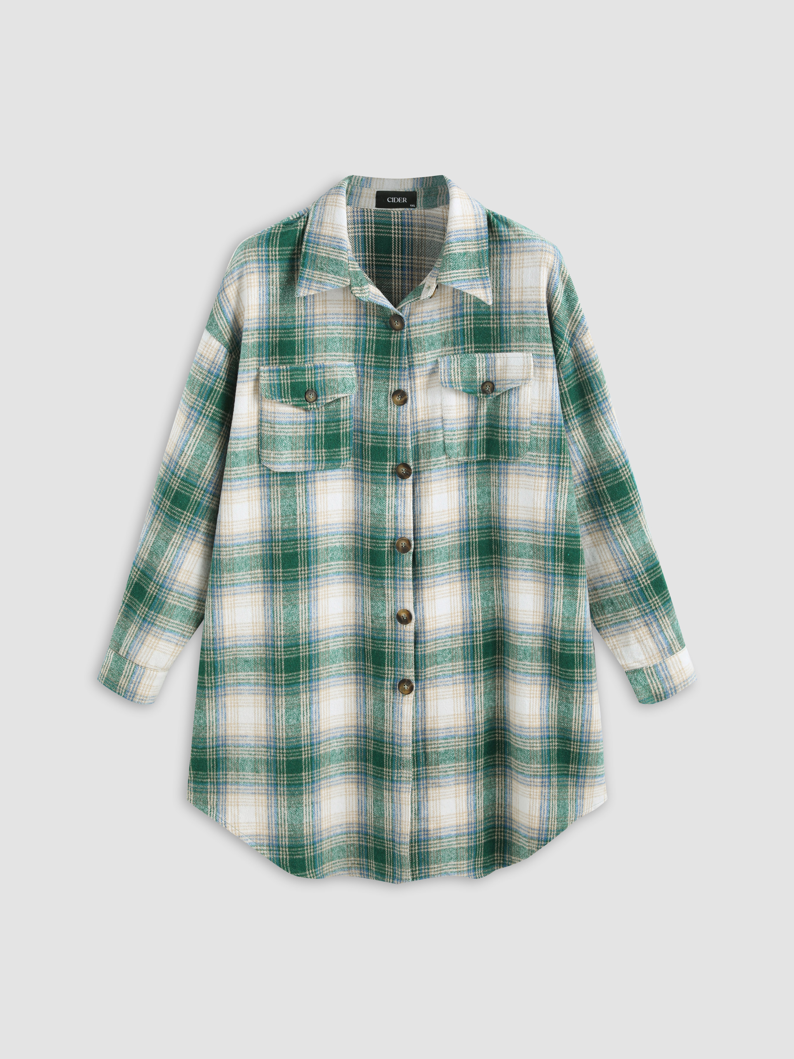 Tweed Gingham Collar Jacket Curve & Plus Cider