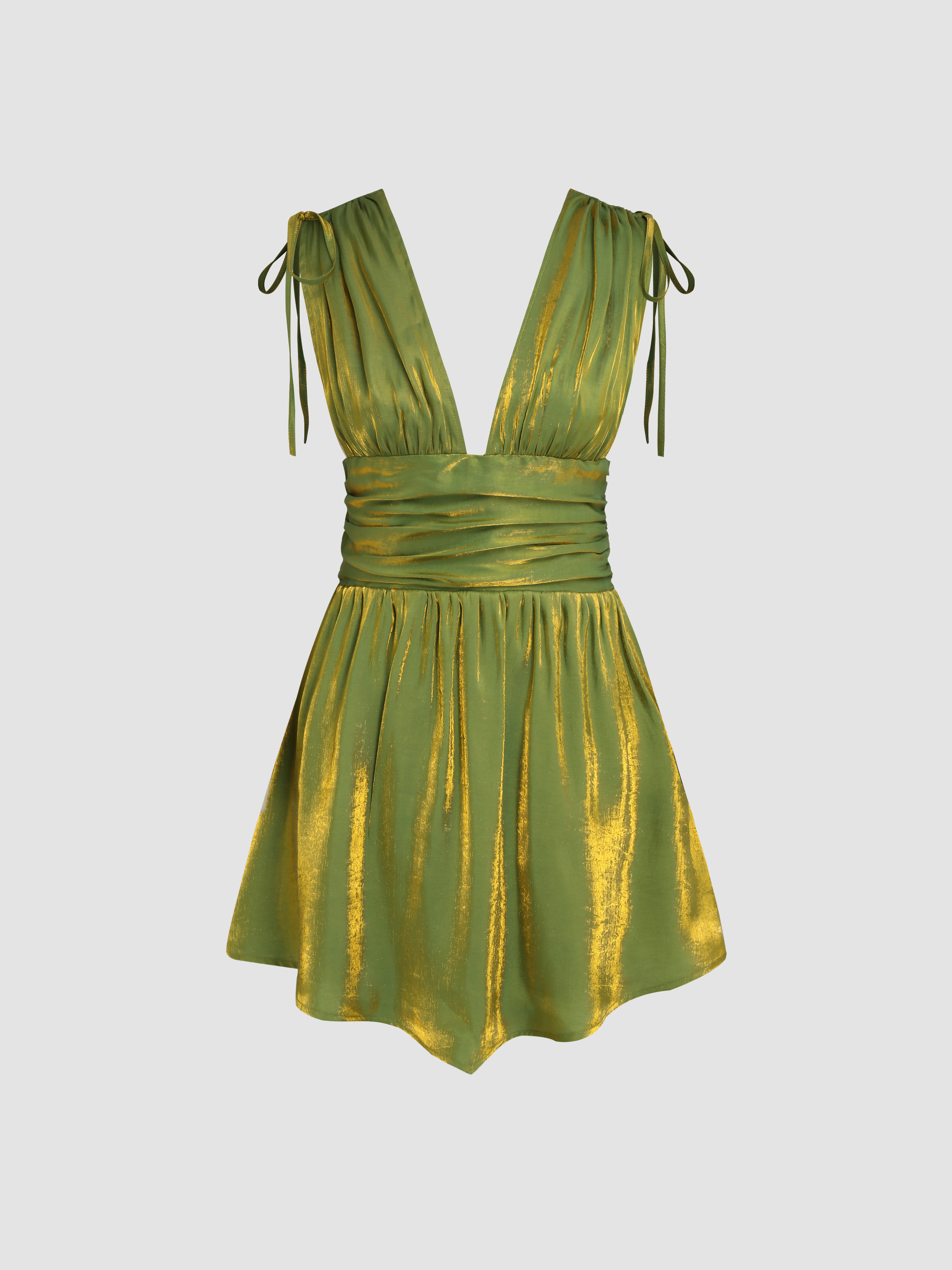 V Neck Solid Short Sleeve Dress main image 0