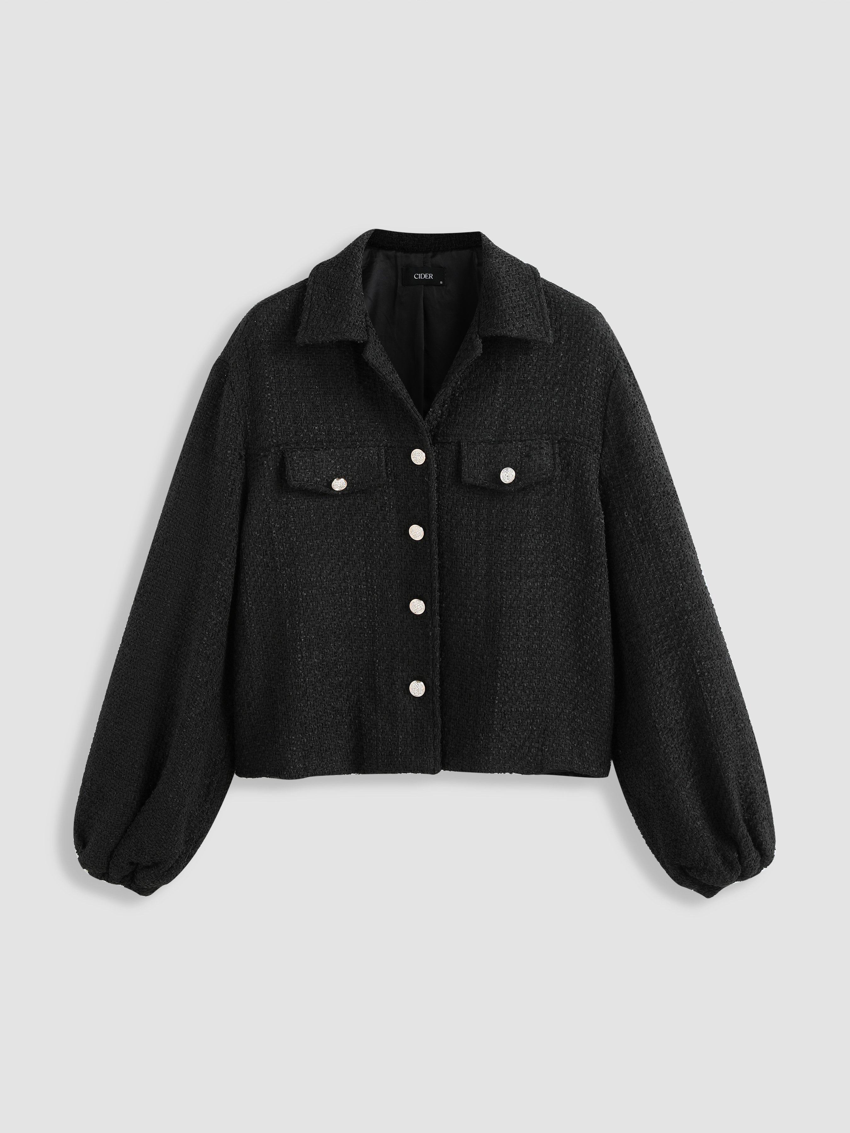 Tweed Tweed Button Down Jacket For School Daily Casual Coffee Shop Work