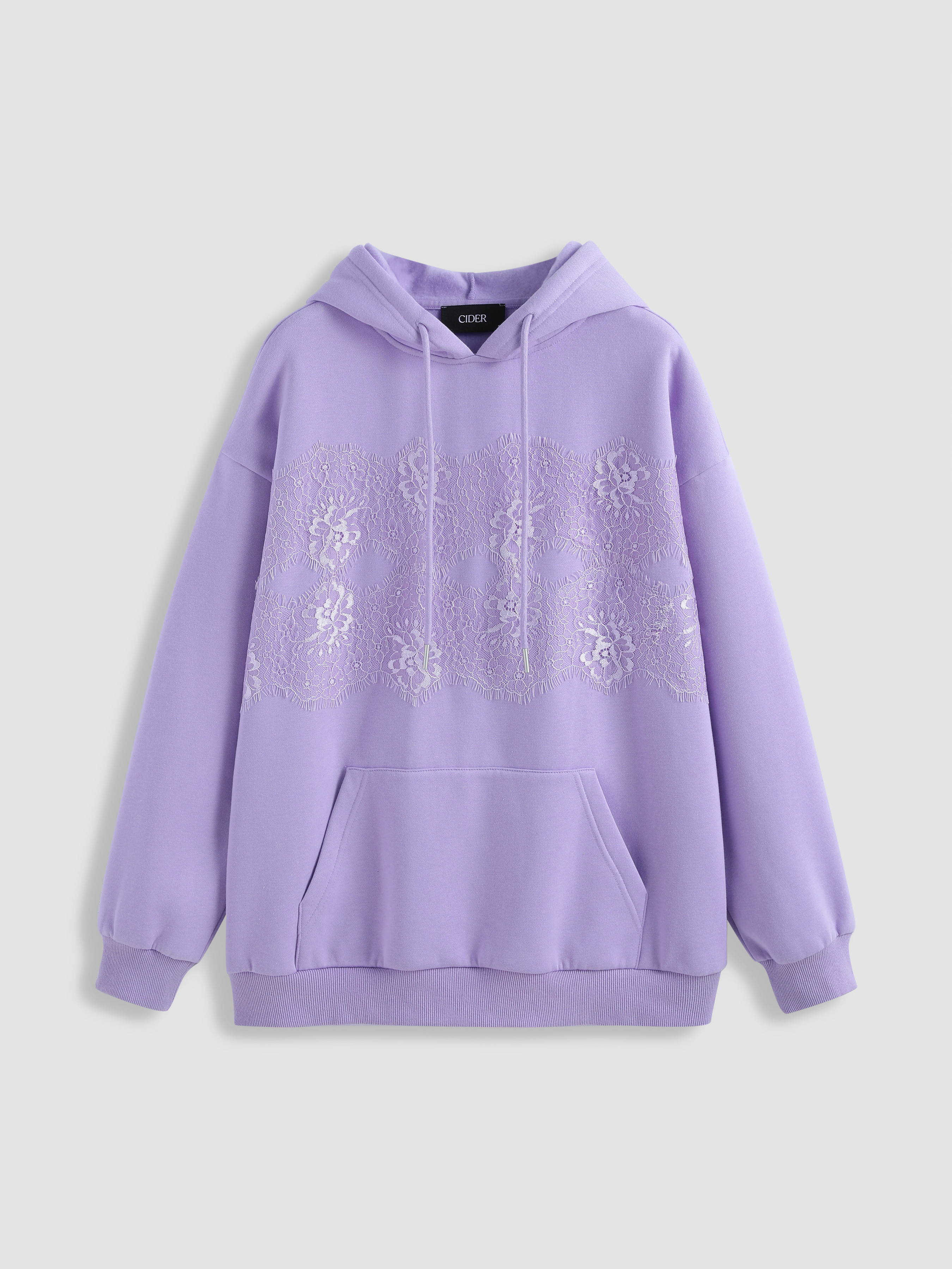 Floral Drawstring Lace Hoodie - Cider