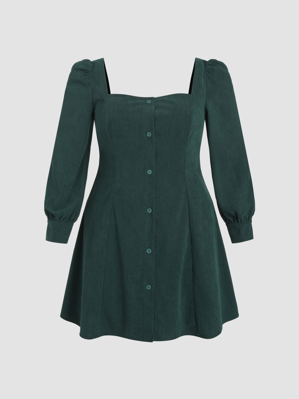 Solid Button Up Short Dress Curve & Plus