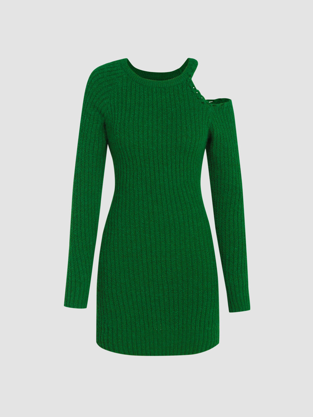 Knit Solid Long Sleeve Bodycon Short Dress