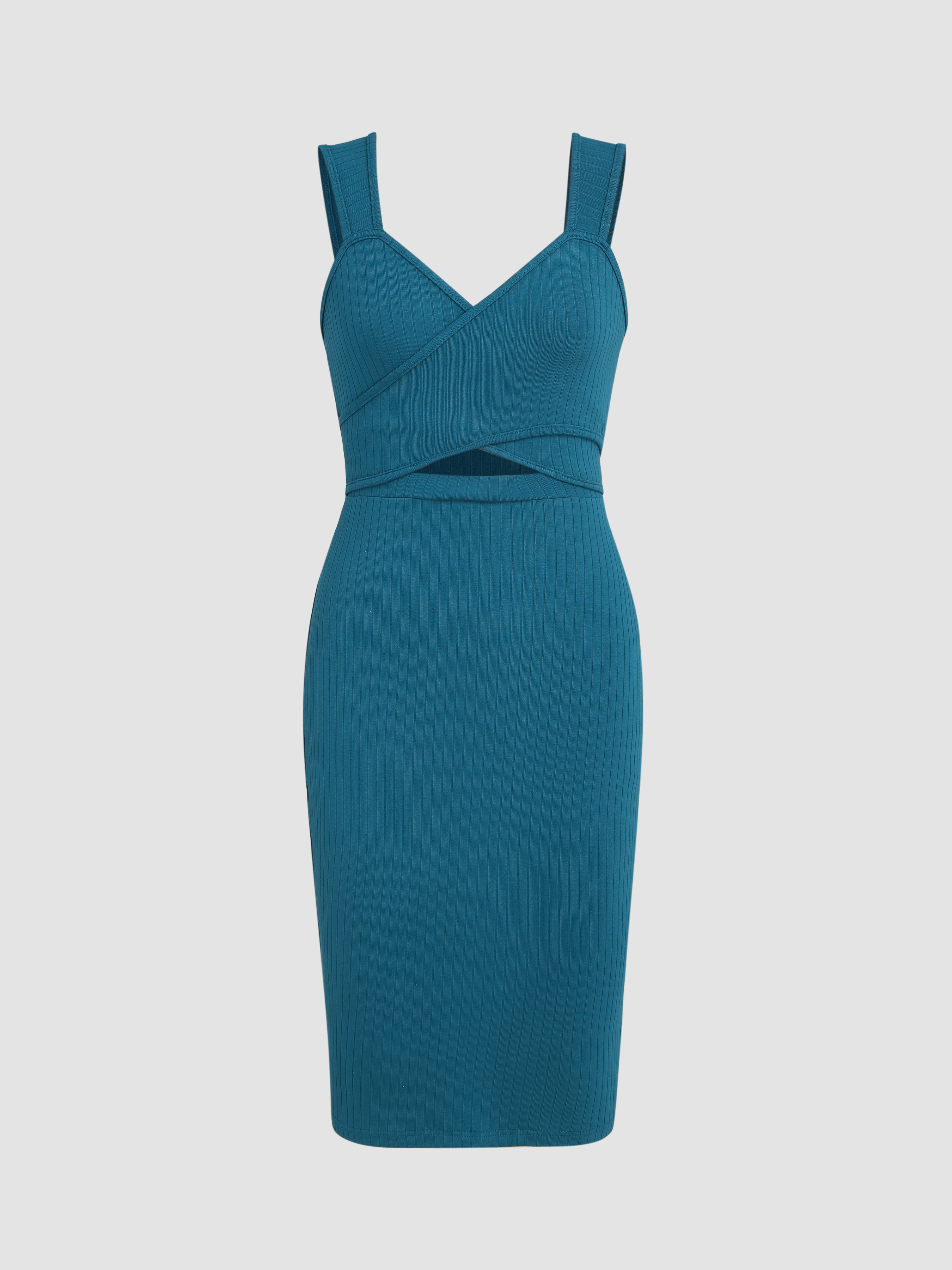 Hoco Dress Solid Cut Out Cross Knitted Midi Dress For Date