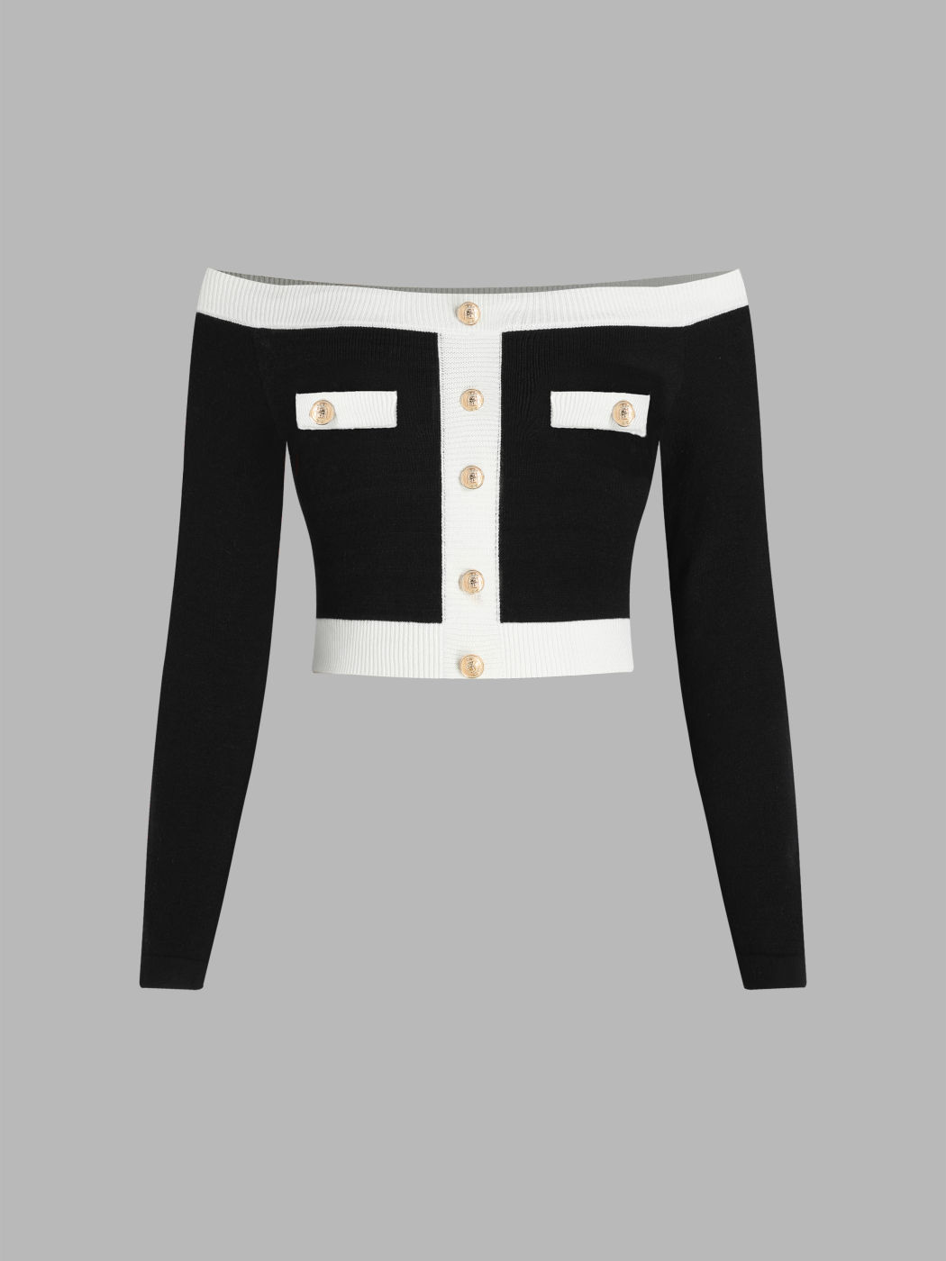 Schulterfreier, figurbetonter Crop-Pullover