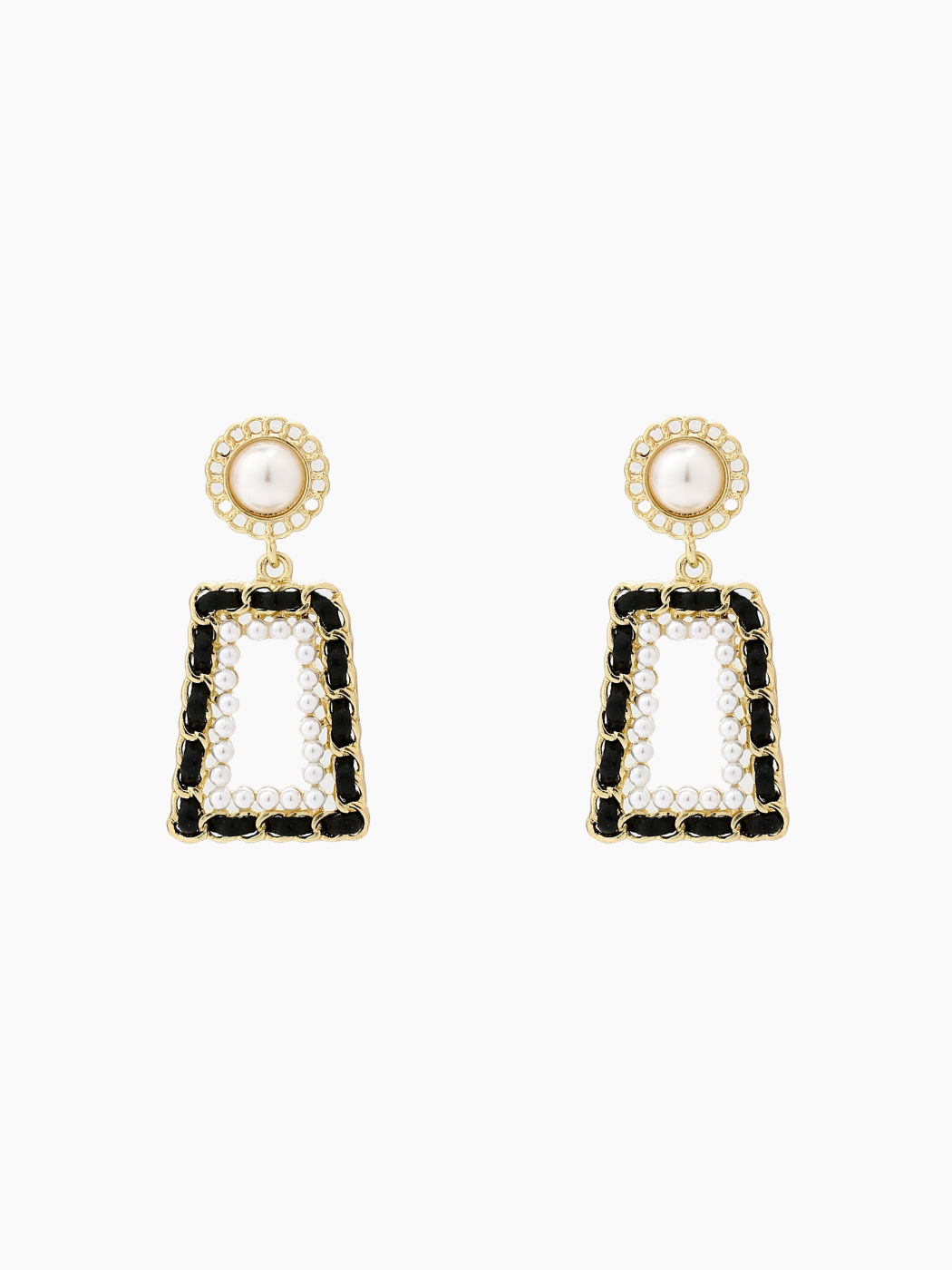 Faux Pearl & Chain Design Earrings