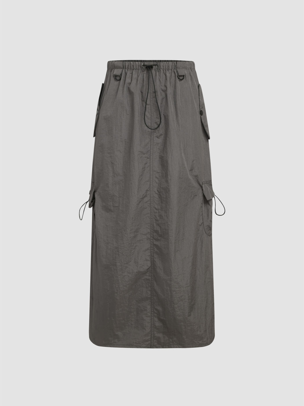 Solid High Waist Cargo Parachute Skirt - Cider