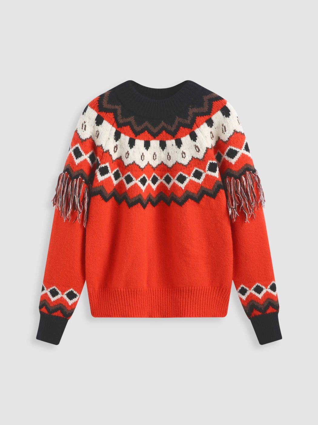  Chevron Fransen Langärmliger Pullover
